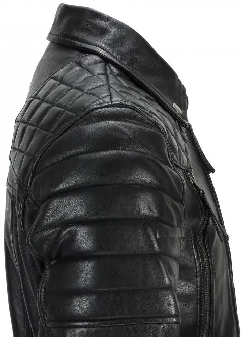 Men's Black Sheep Leather Vintage Style Biker Fashion Casual Leather Jacket