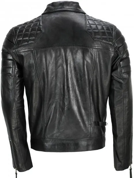 Men's Black Sheep Leather Vintage Style Biker Fashion Casual Leather Jacket