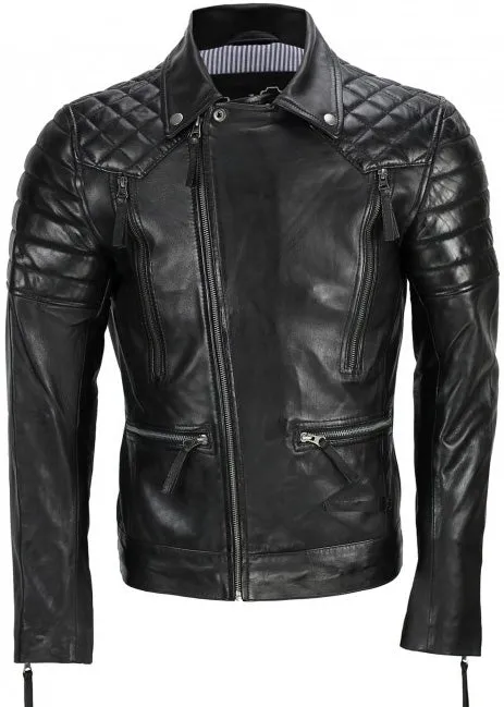 Men's Black Sheep Leather Vintage Style Biker Fashion Casual Leather Jacket