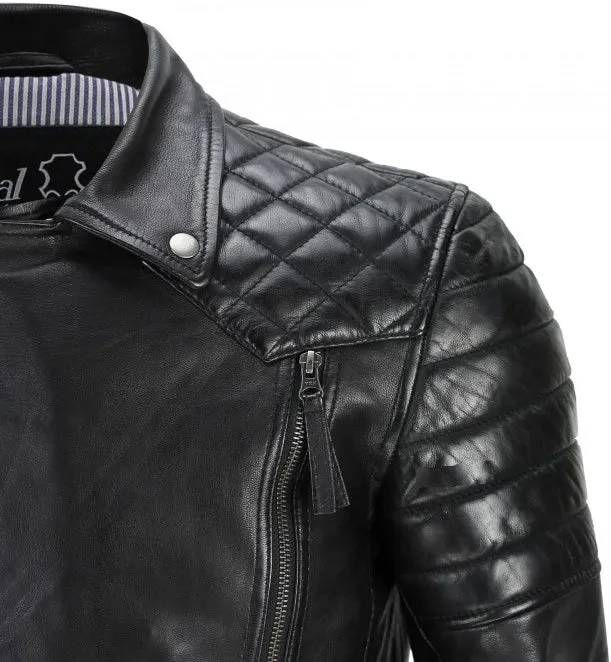 Men's Black Sheep Leather Vintage Style Biker Fashion Casual Leather Jacket