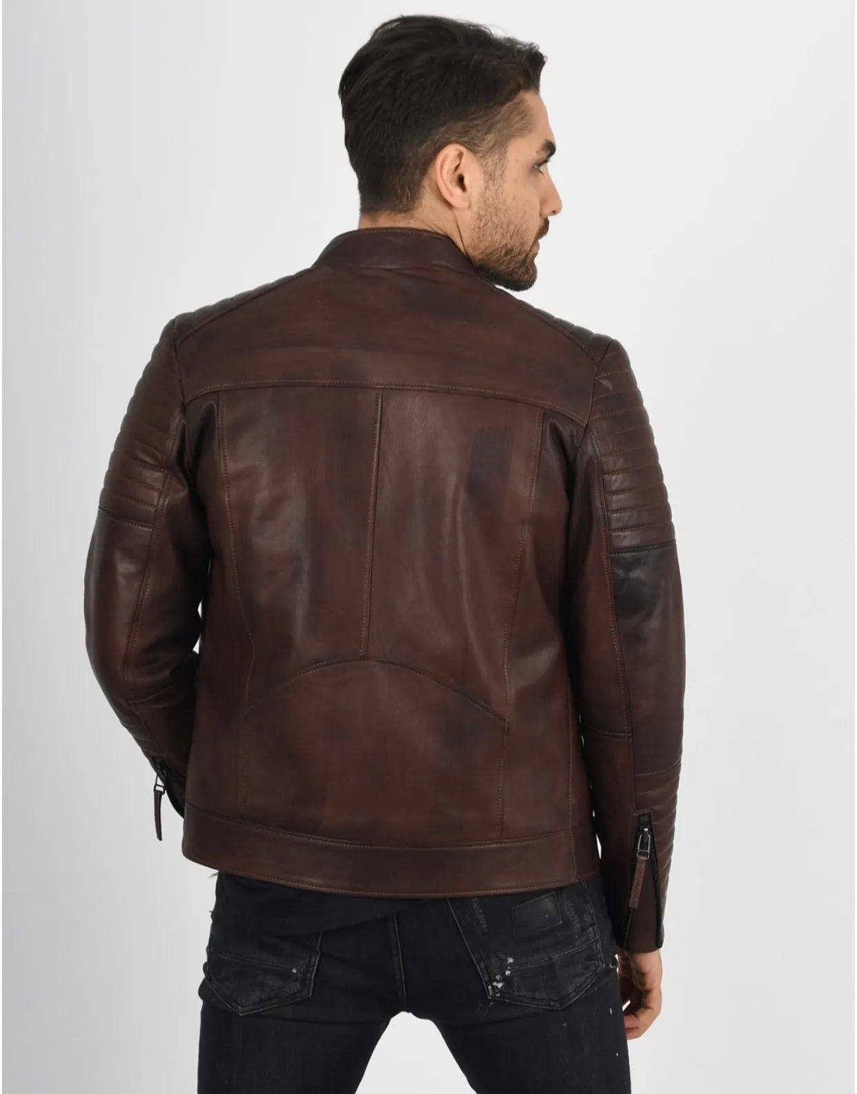 MEN’S VAX BROWN QUILTED LEATHER JACKET