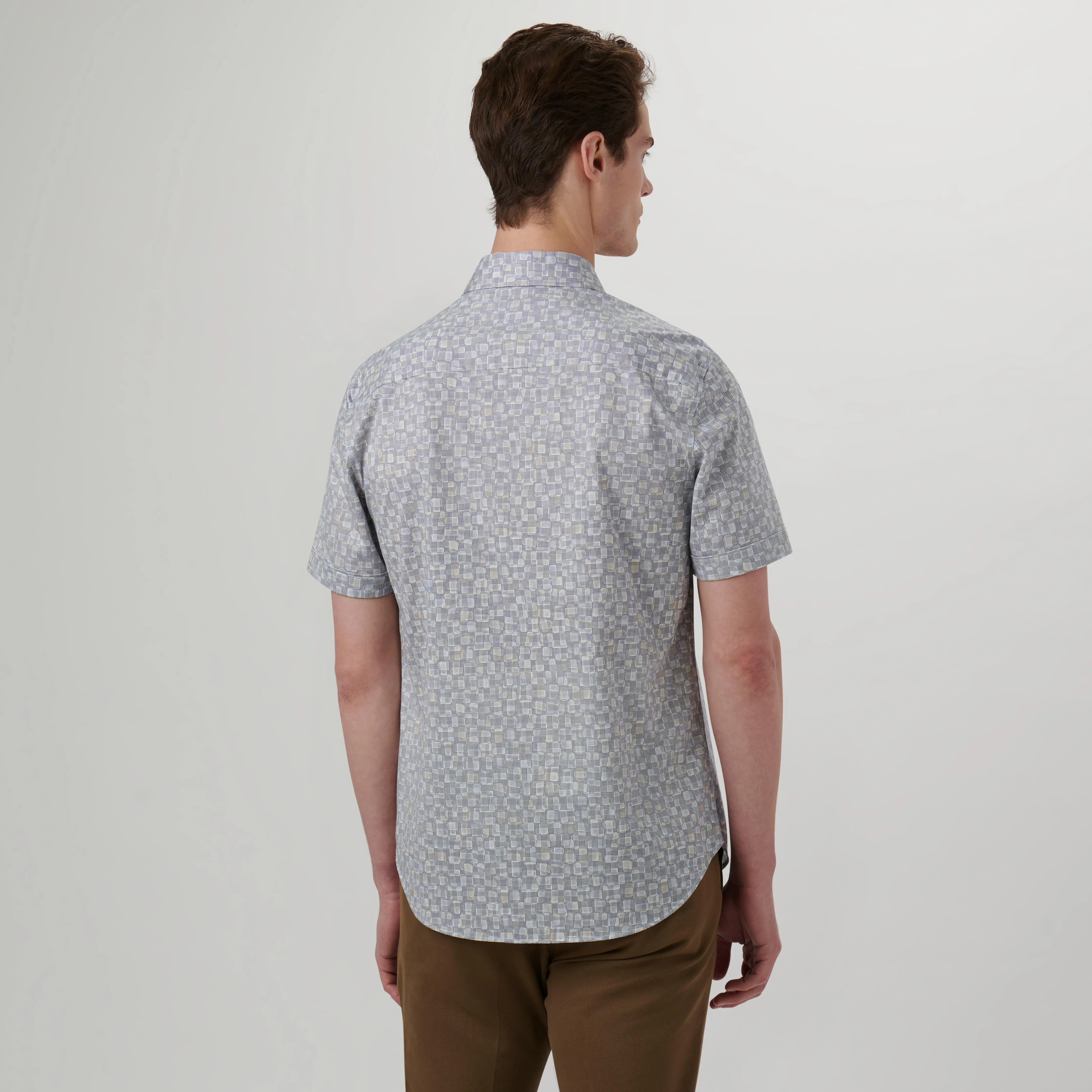 Miles Shaded Pin Check OoohCotton Short Sleeve Shirt