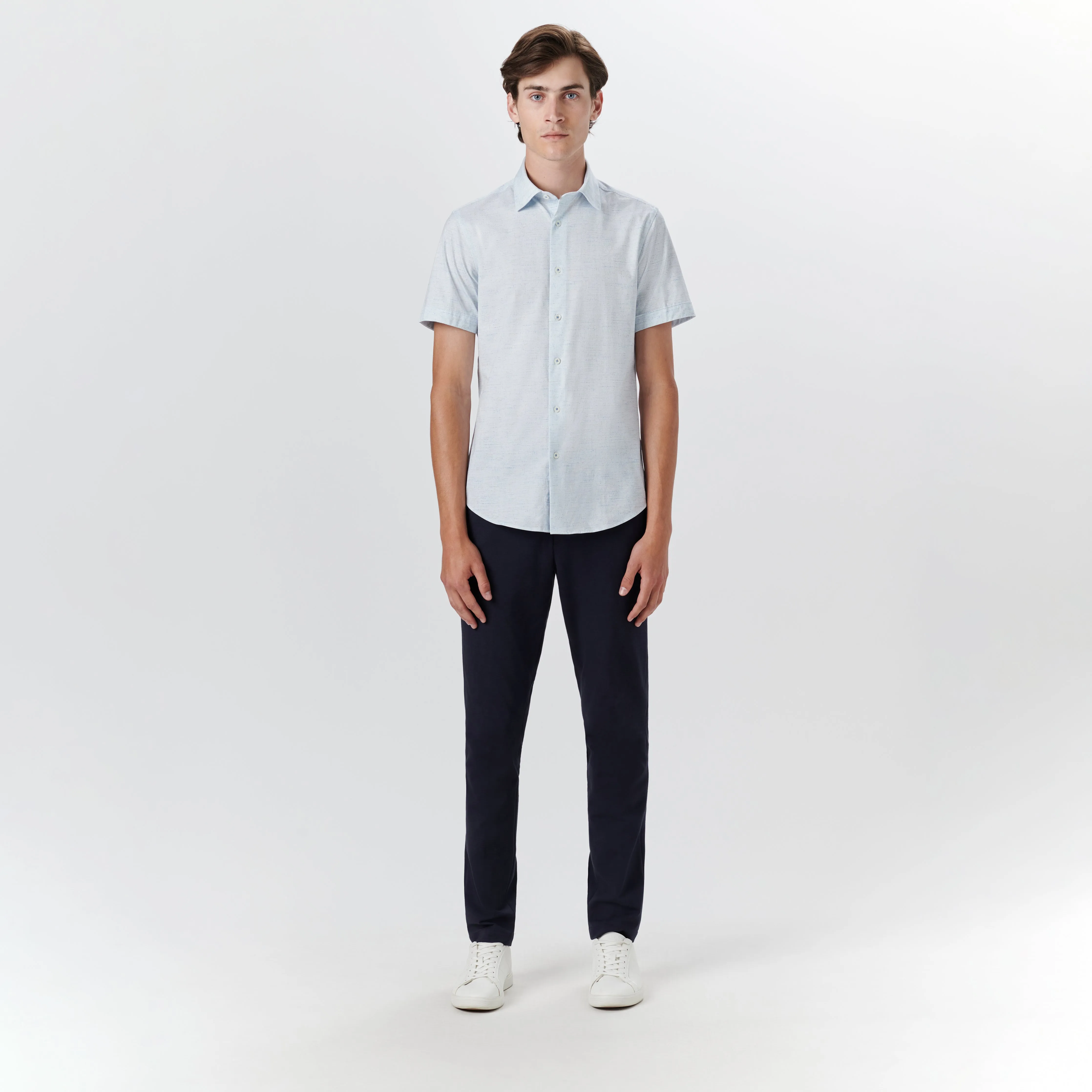 MILES Striated OoohCotton Short Sleeve Shirt