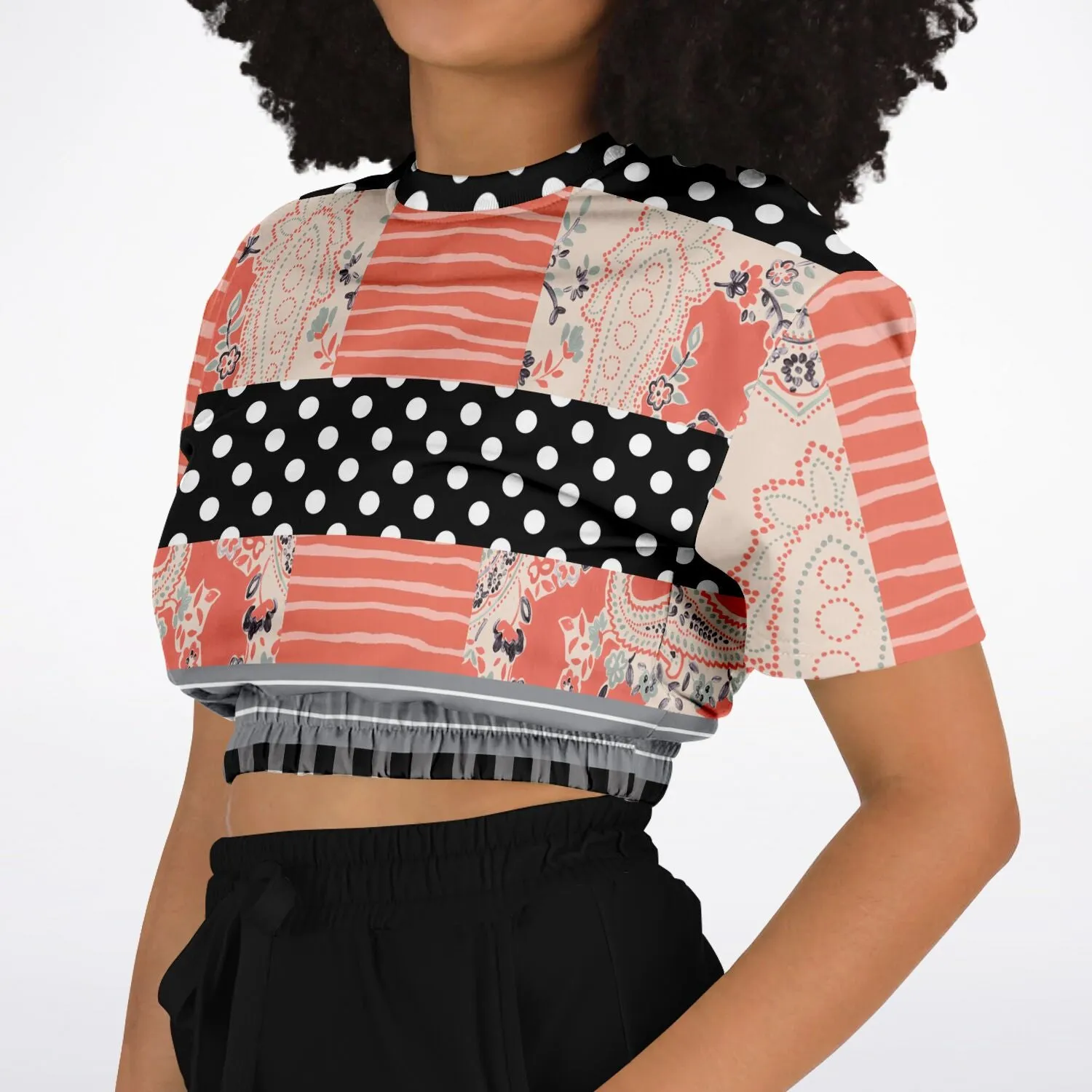 Mint Julep Black Short Sleeve Cropped Eco-Poly Sweater