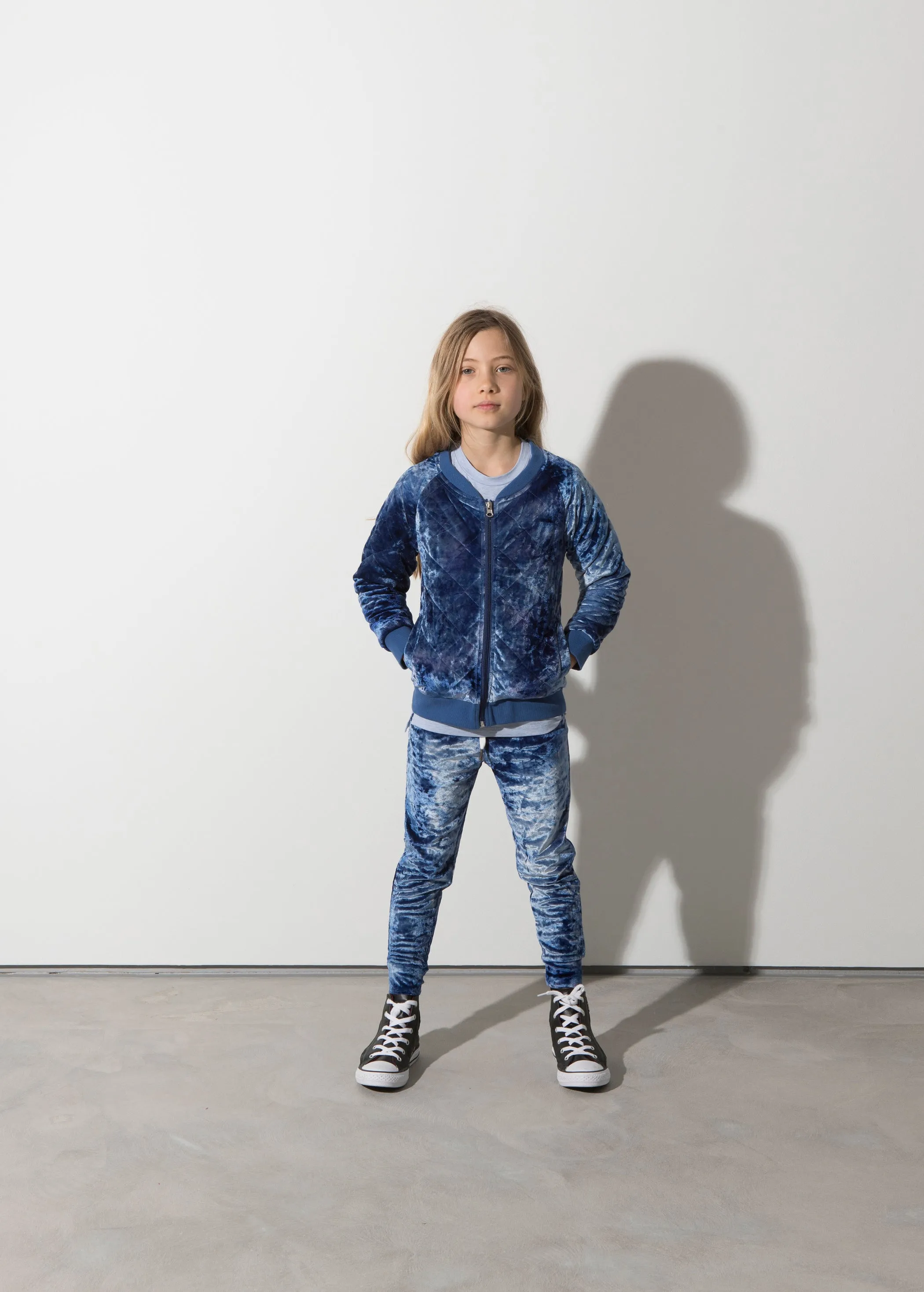 Minti Velvet Quilted Bomber Jacket - Blue Tie Dye