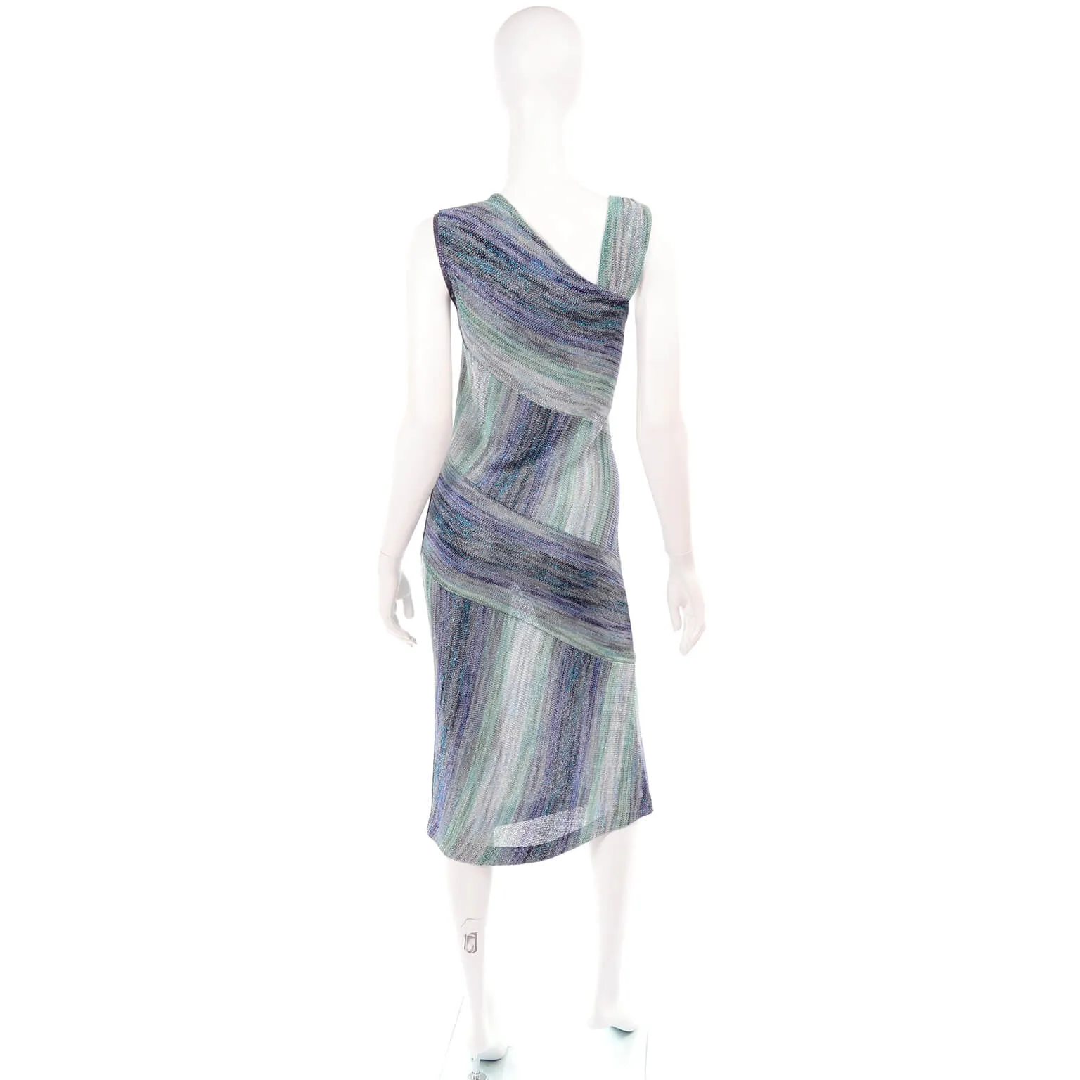 Missoni Metallic Stretch Knit Dress w/ Asymmetrical Striped Design 6/8