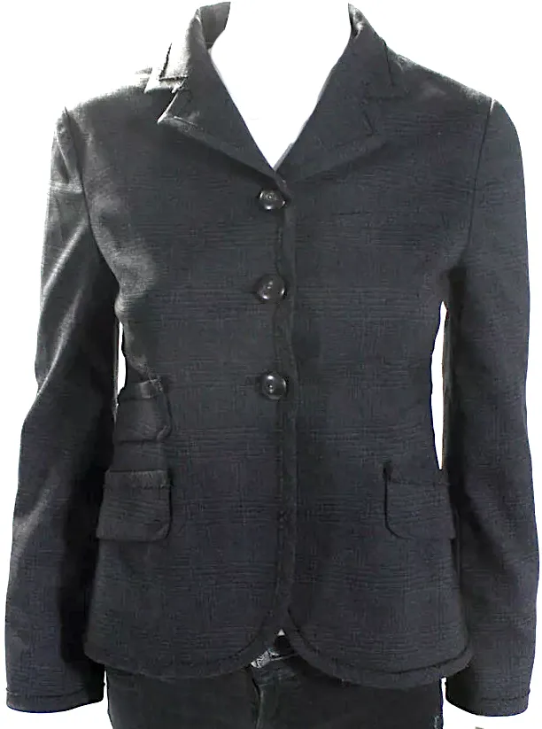 Miu Miu Italy. Black Wool Plaid Button Down Jacket / Blazer