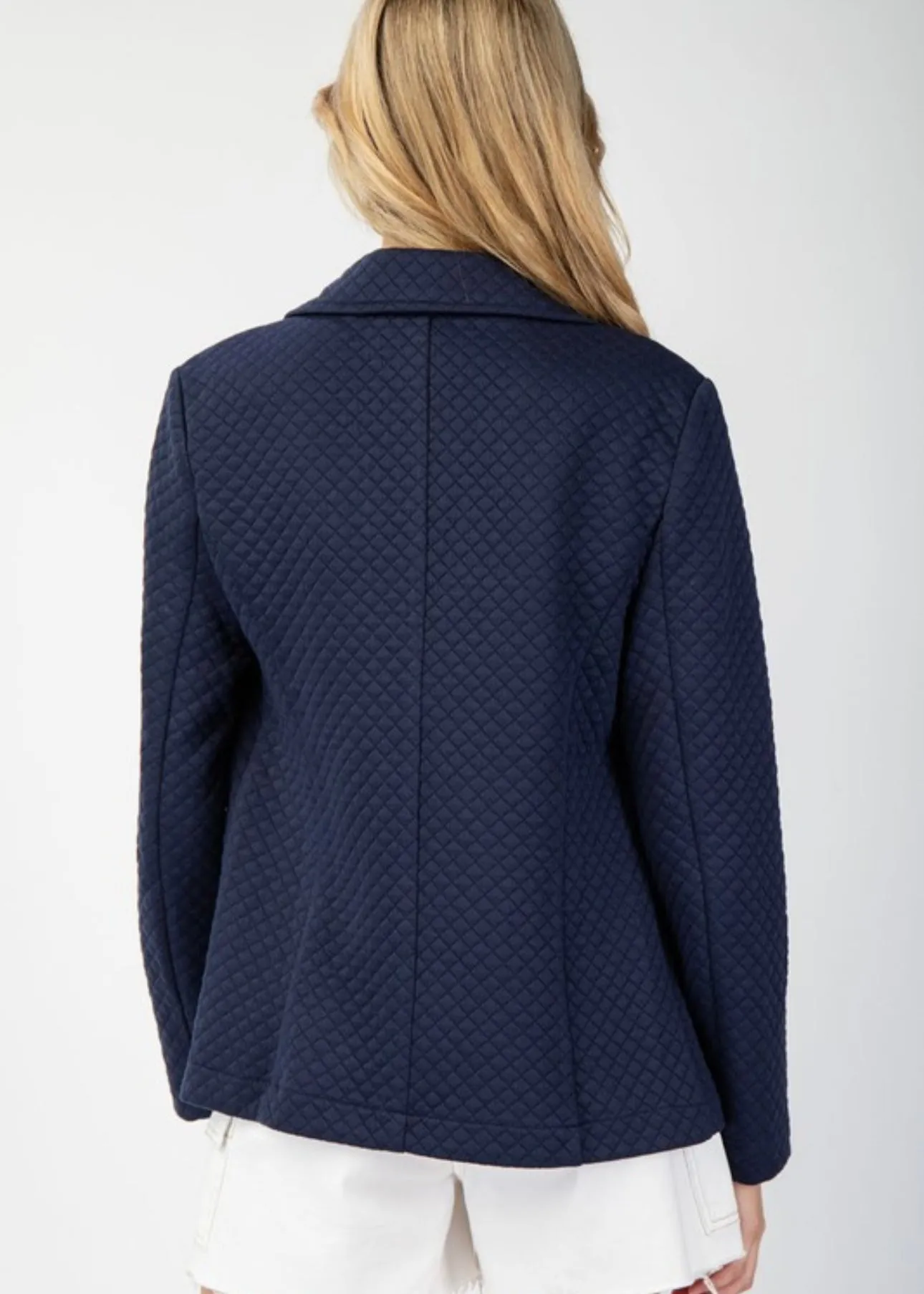 Navy Quilted Blazer