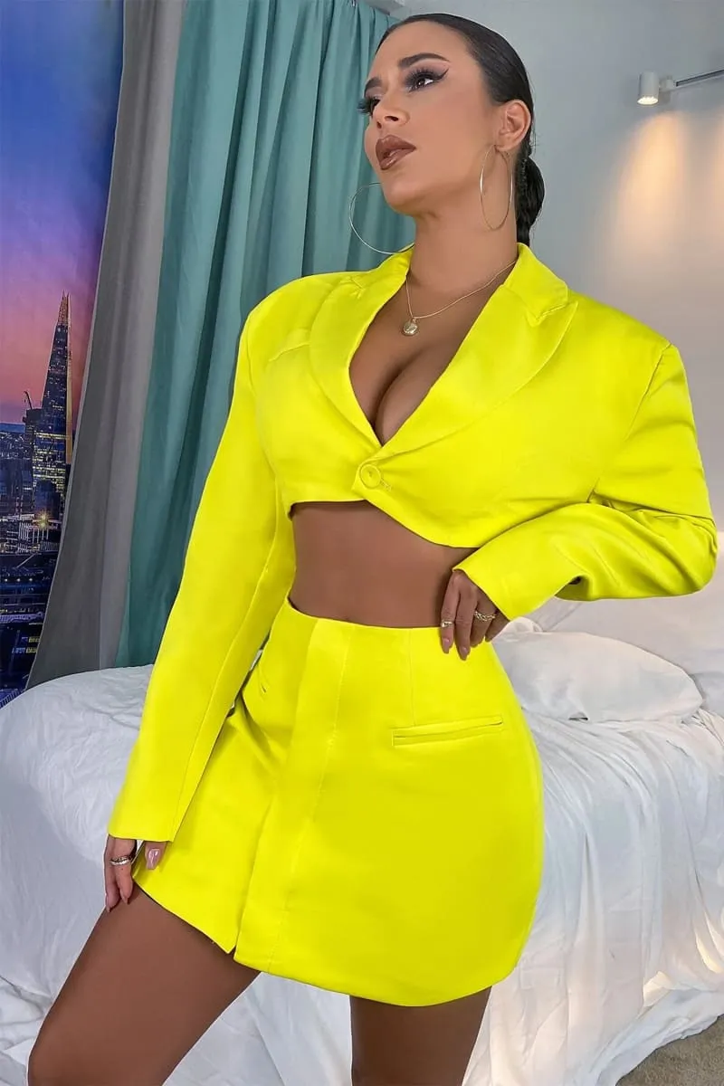 Neon Yellow Cut Out Suit Dress