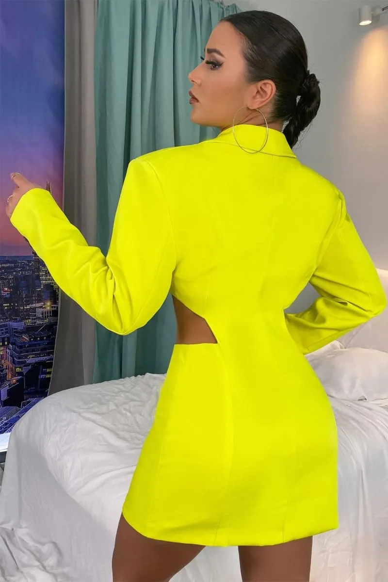 Neon Yellow Cut Out Suit Dress