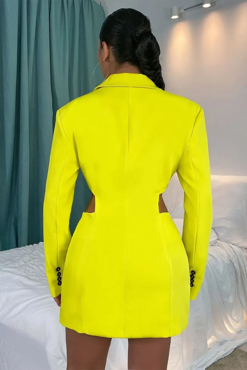 Neon Yellow Cut Out Suit Dress