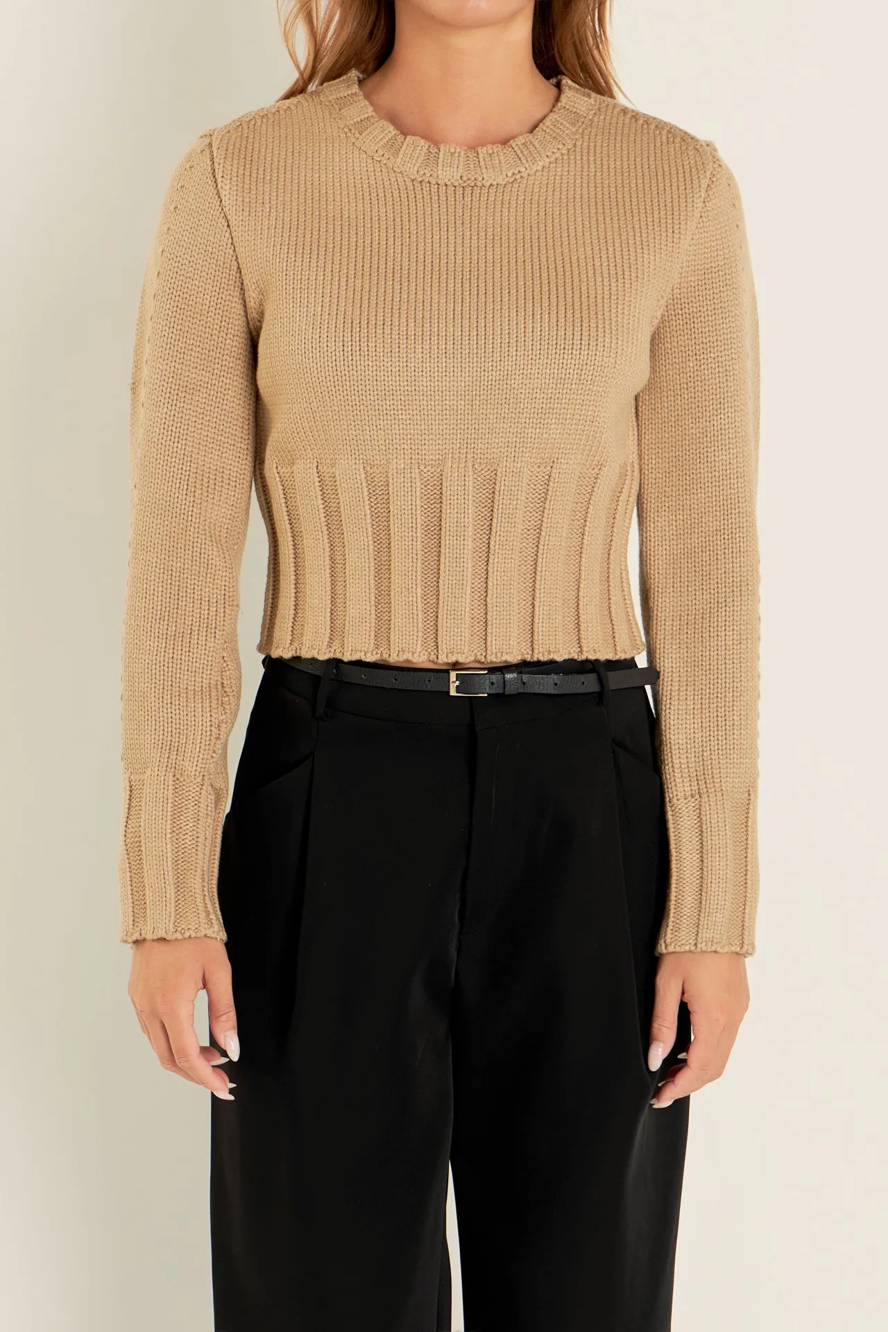 Open Back Cropped Sweater