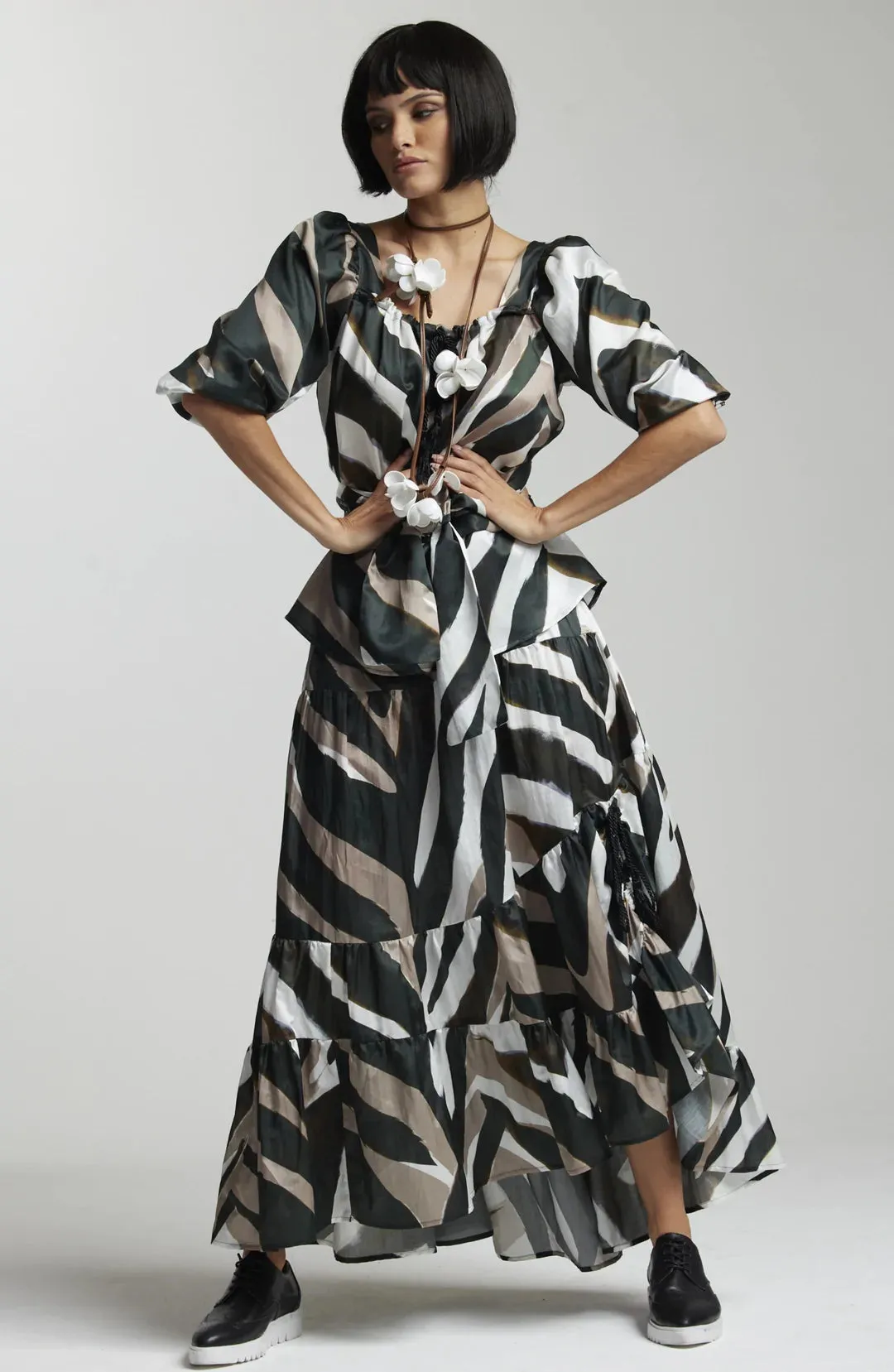 Paula Ryan Layered Skirt - Maxi Zebra