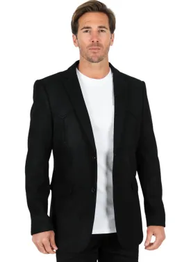 Platini Black Men's Double Button Sigle Breast Faux-Suede Blazer