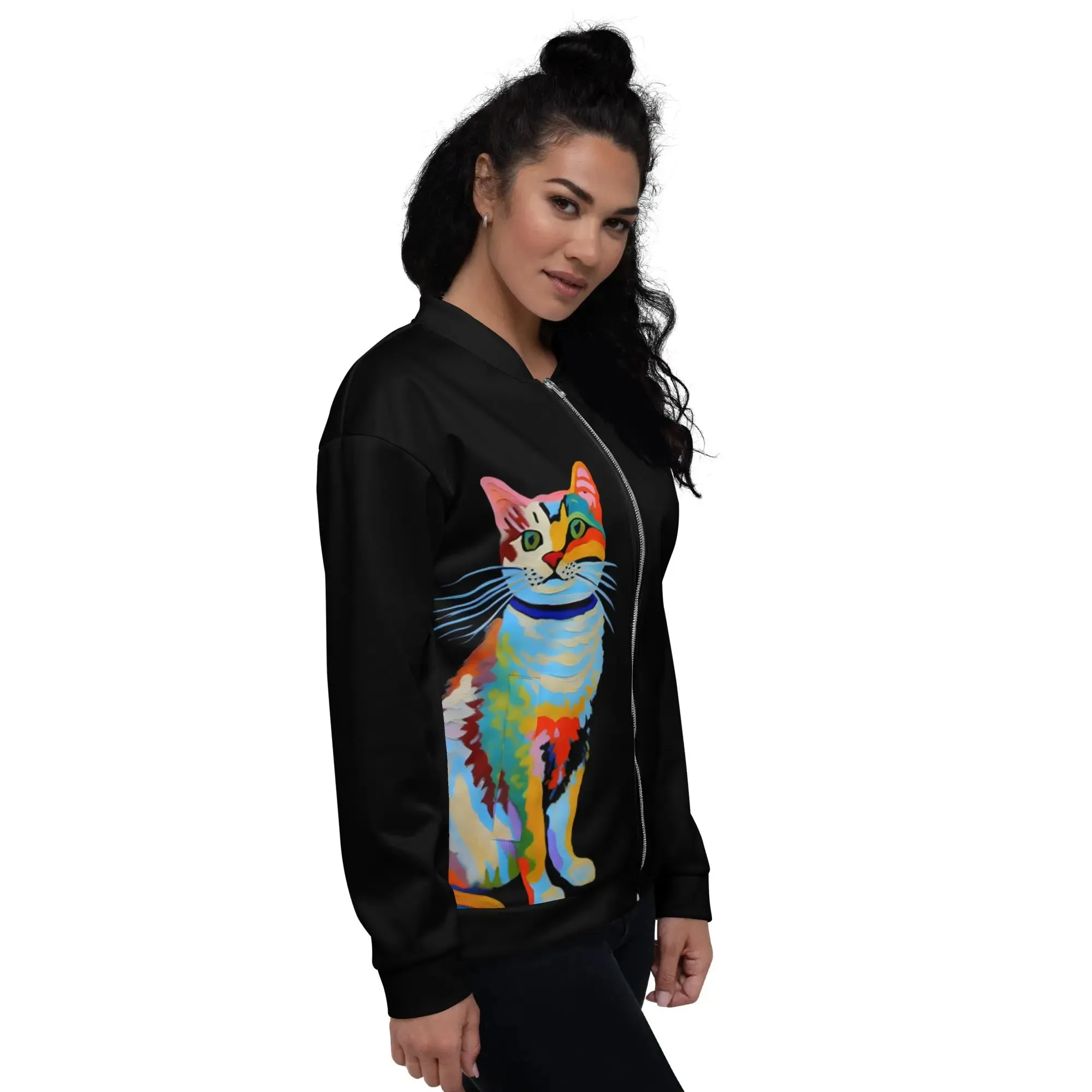 "Cat Lovers" Collection - Unisex Bomber Jacket with Cat