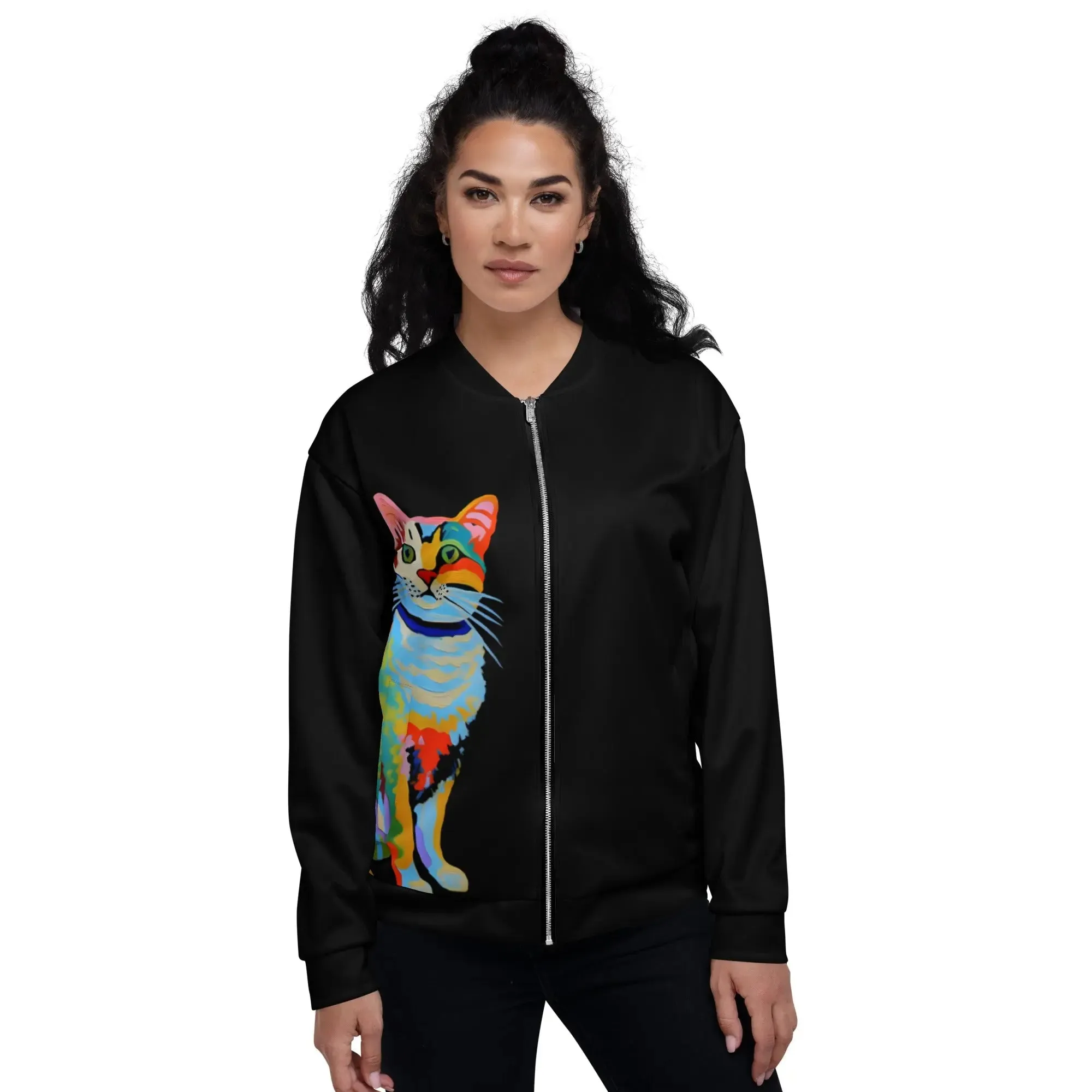 "Cat Lovers" Collection - Unisex Bomber Jacket with Cat