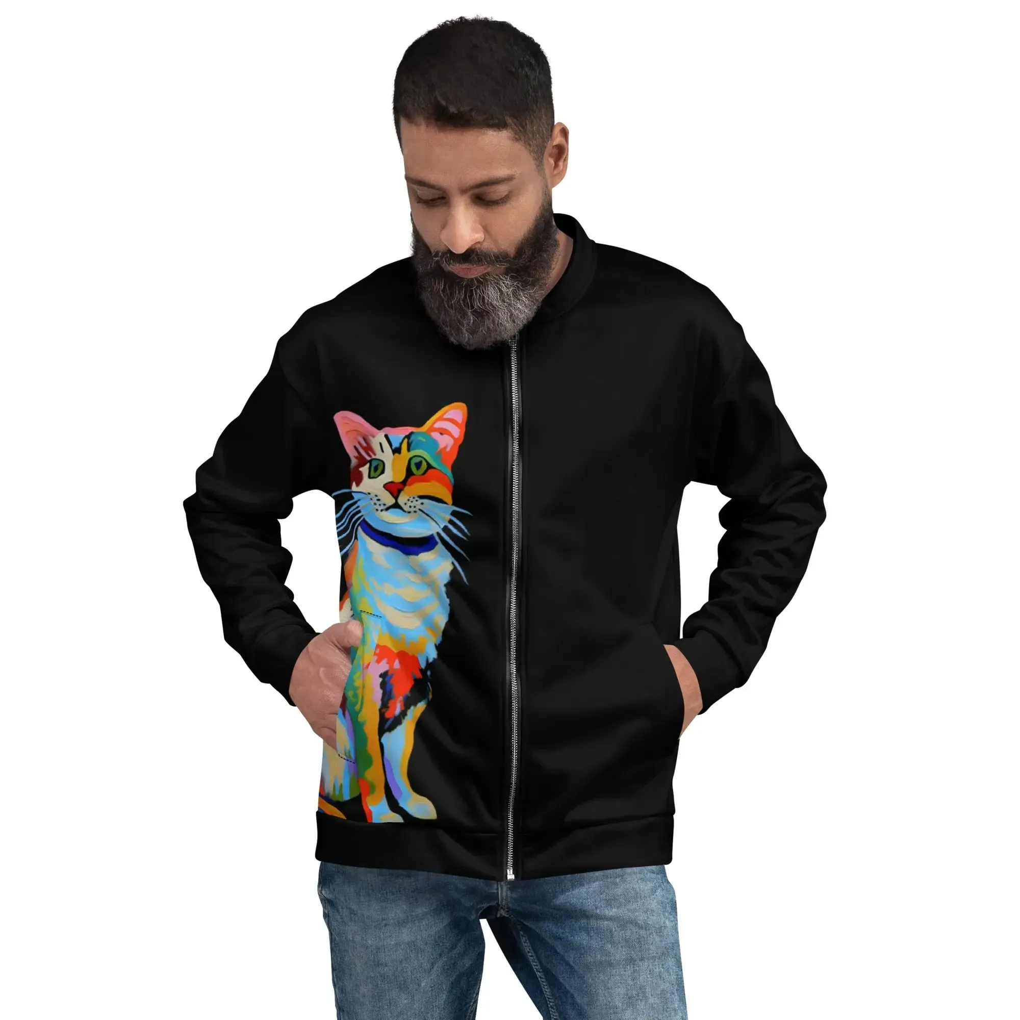 "Cat Lovers" Collection - Unisex Bomber Jacket with Cat