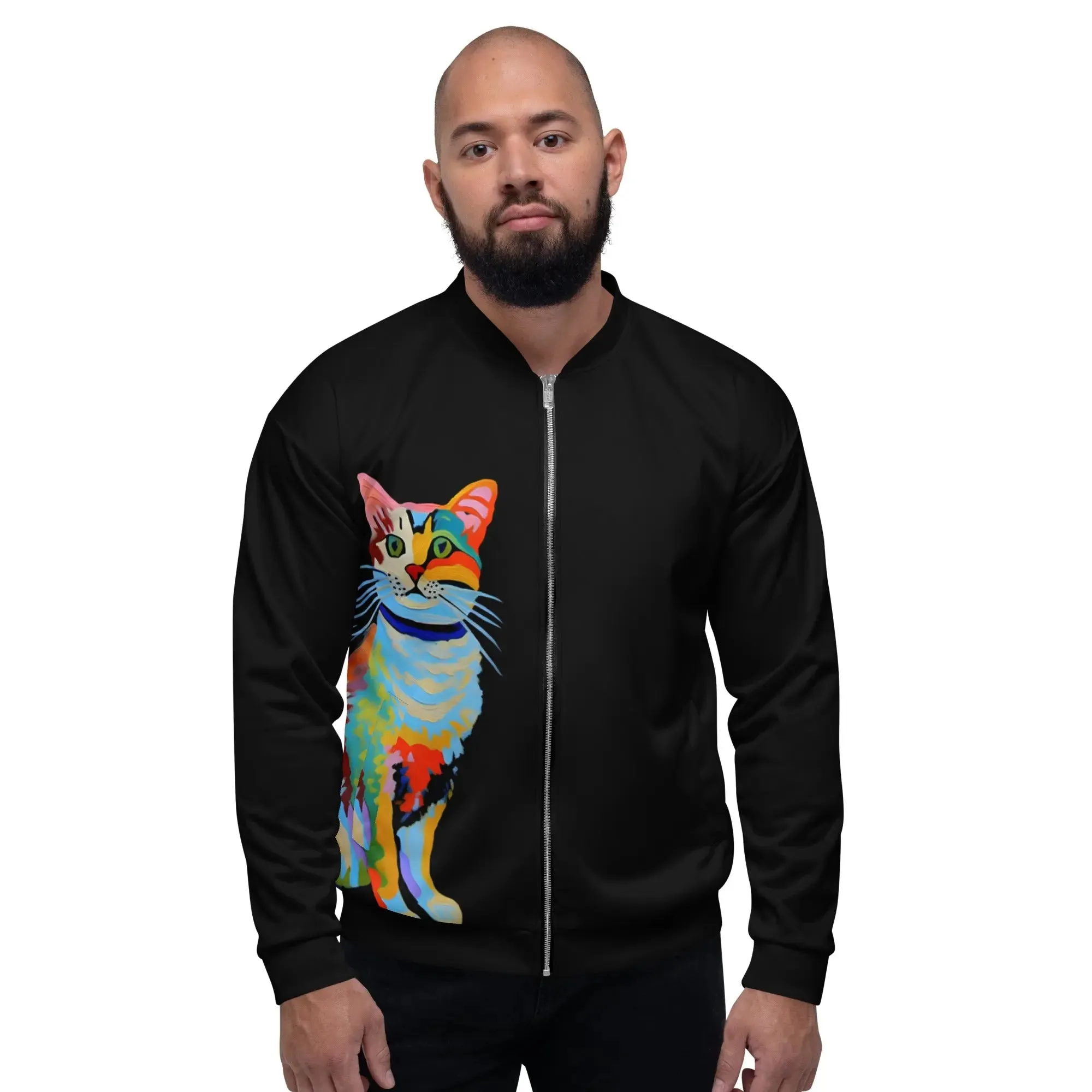 "Cat Lovers" Collection - Unisex Bomber Jacket with Cat