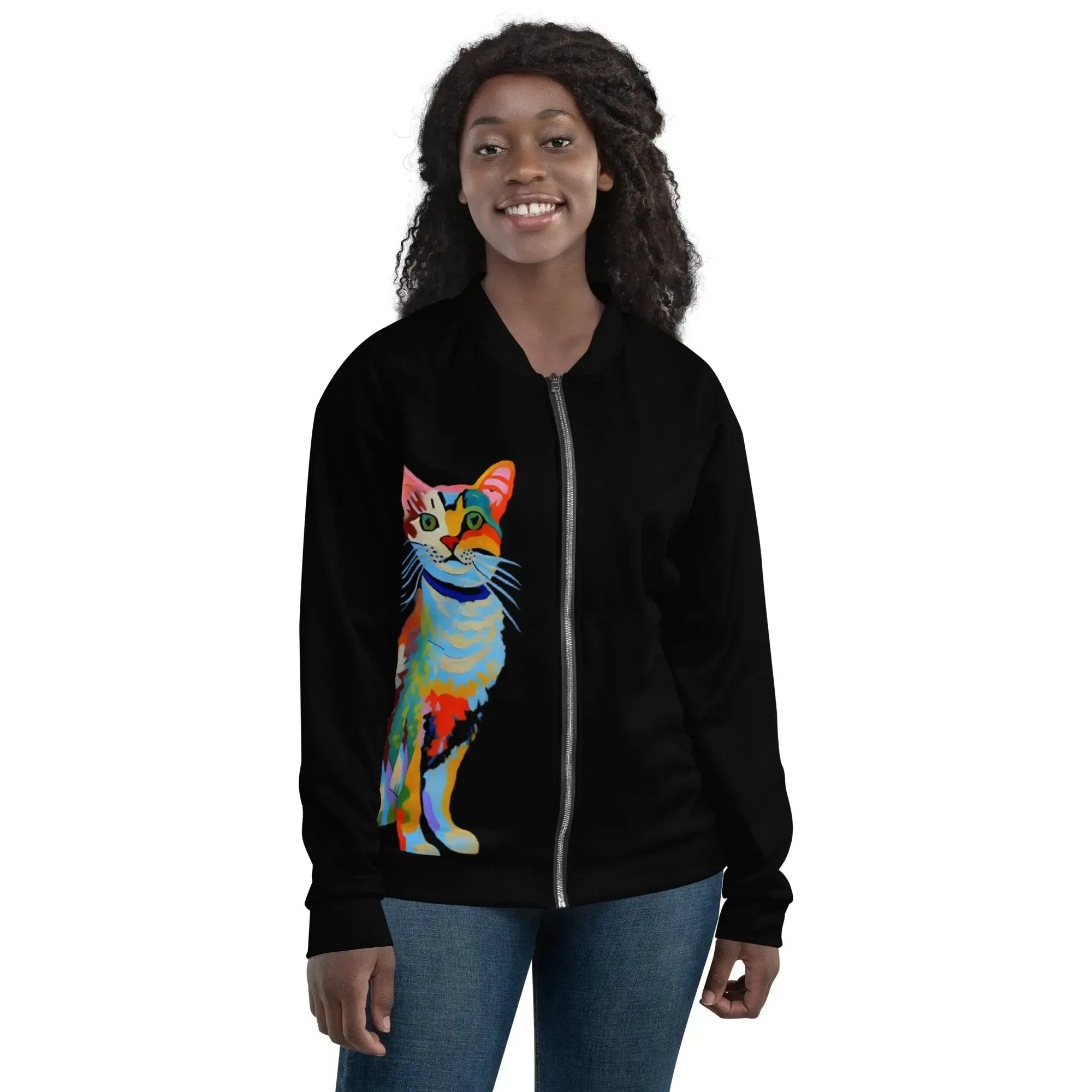 "Cat Lovers" Collection - Unisex Bomber Jacket with Cat