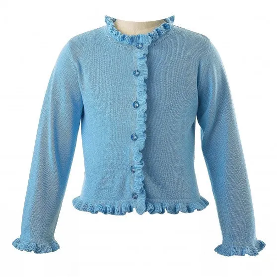 Rachel Riley Powder Blue Frill Cardigan