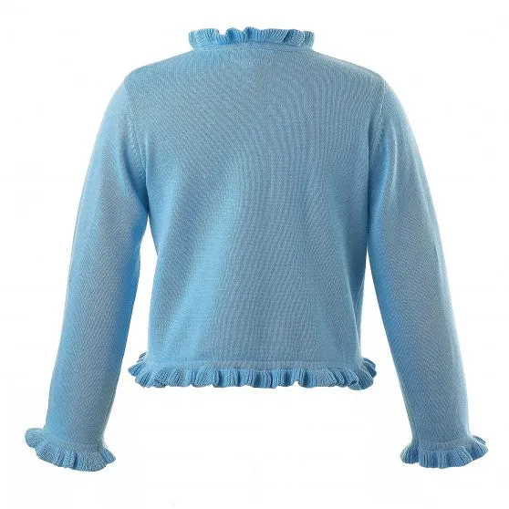 Rachel Riley Powder Blue Frill Cardigan