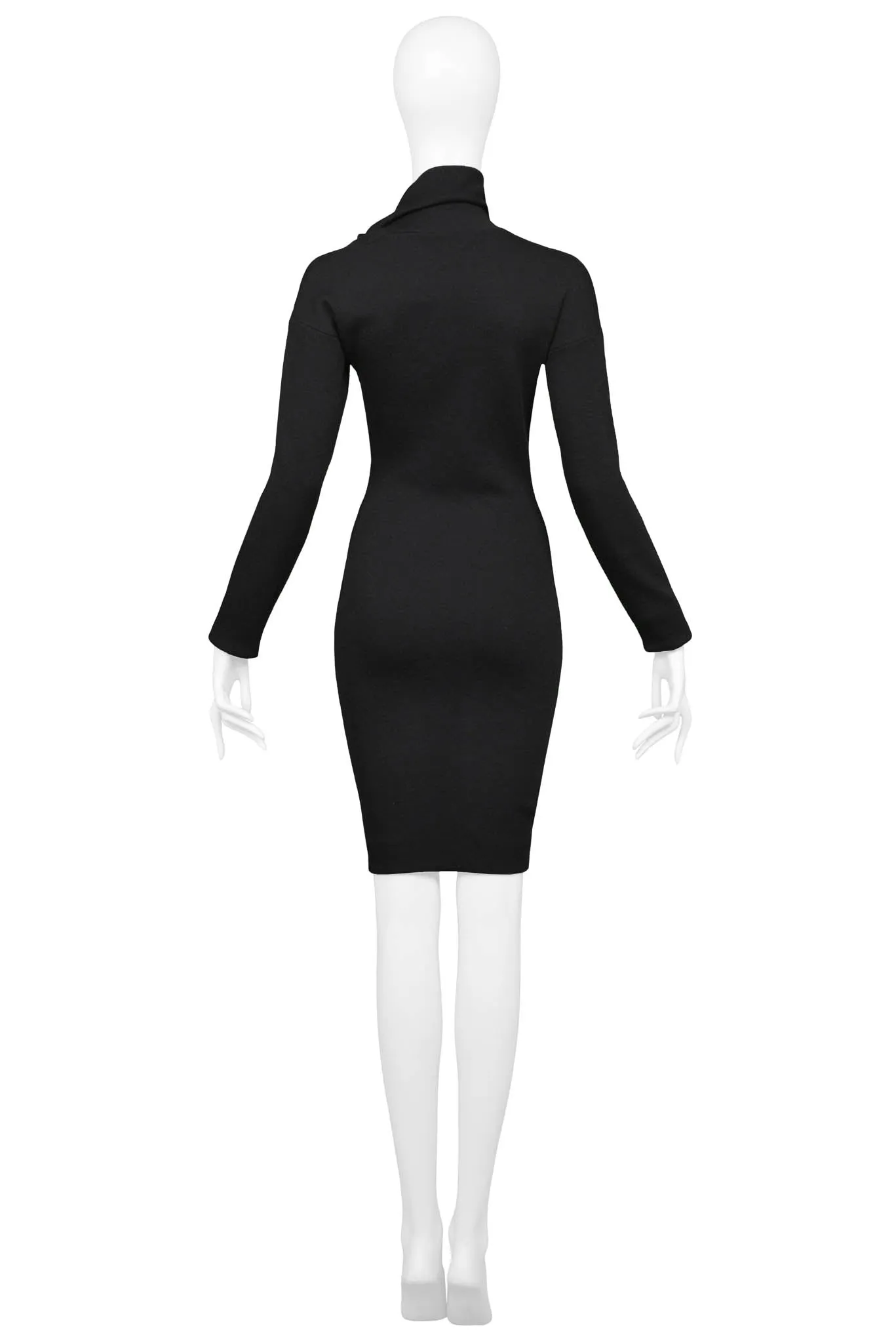 ROMEO GIGLI BLACK WOOL BODYCON SCULPTURAL DRESS 1989/90