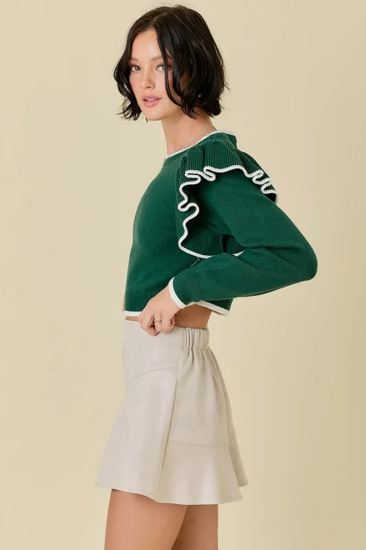 Ruffle Long Sleeve Sweater