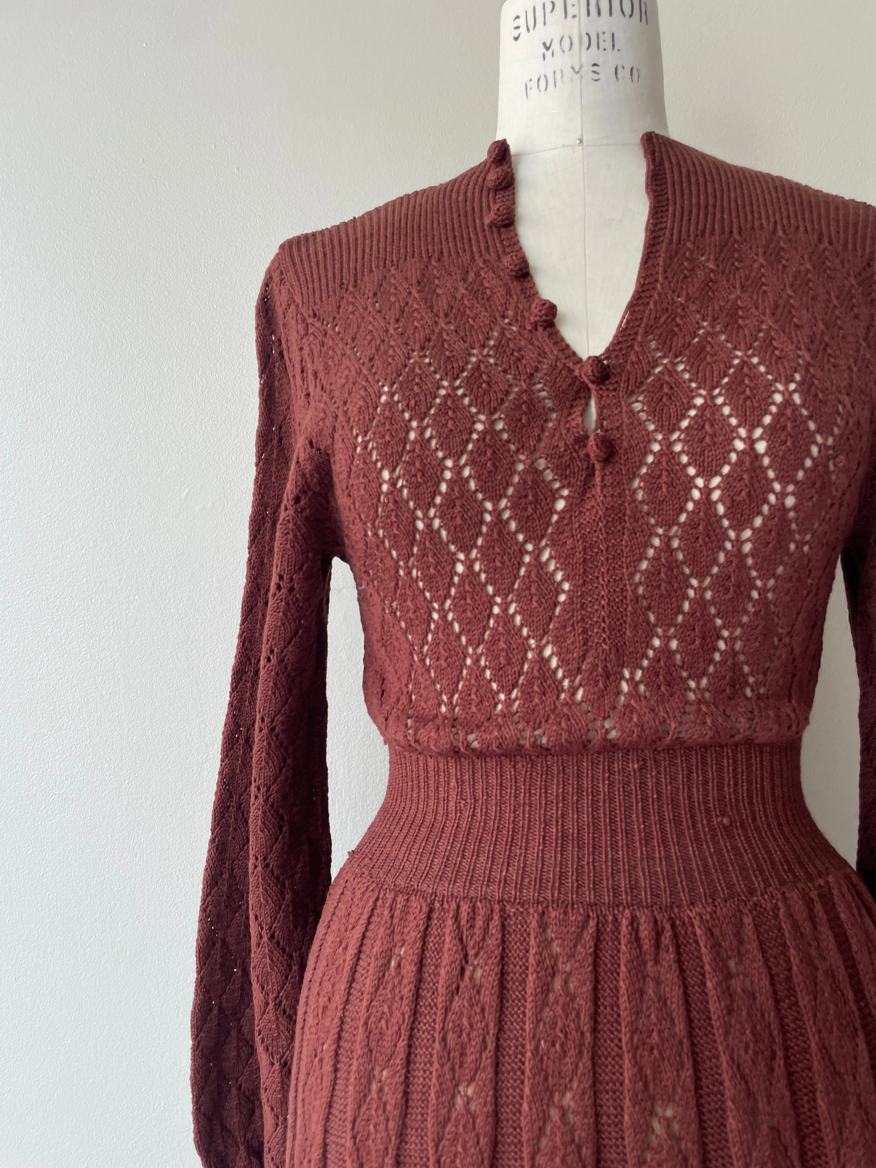 Rum Raisin Knit Dress | 1930s