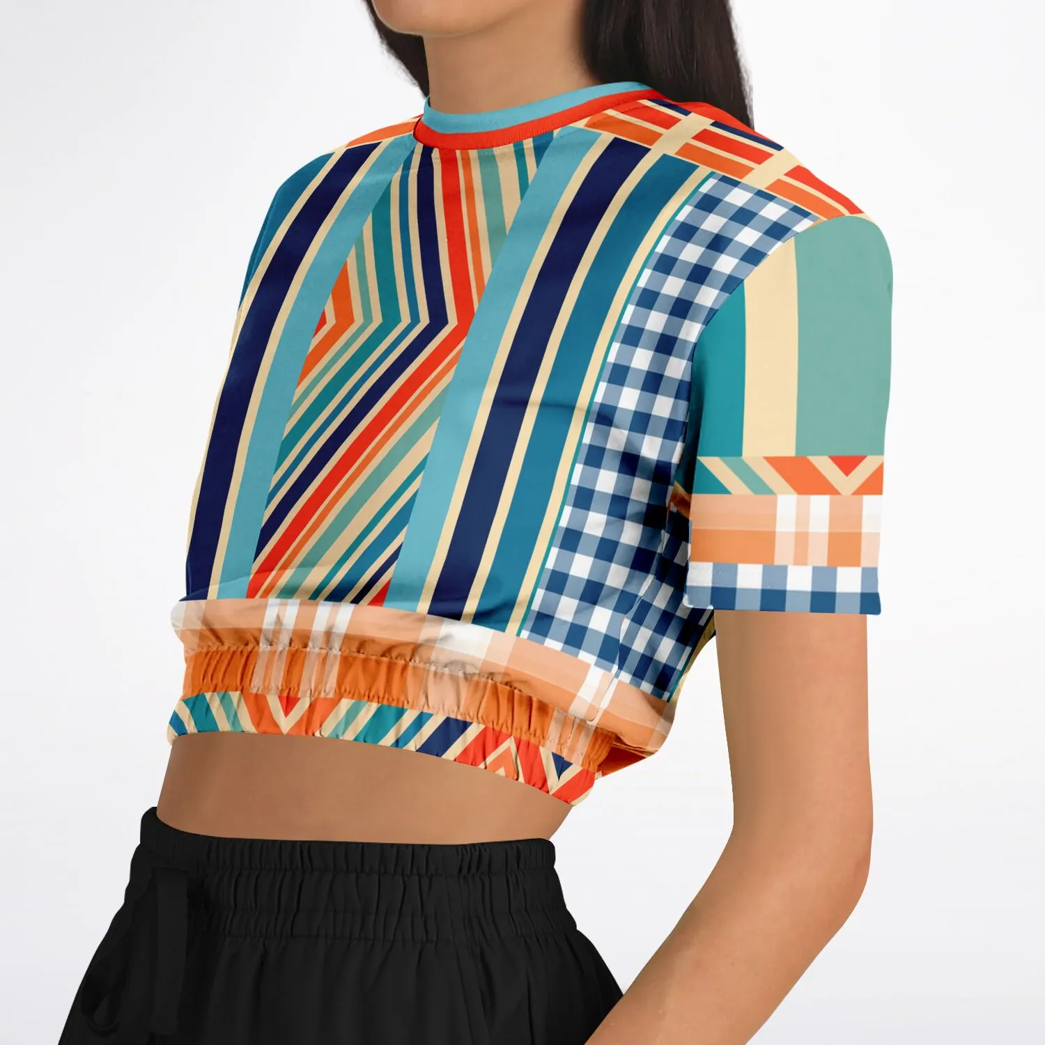 Salsa Time Short Sleeve Cropped Eco-Poly Sweater