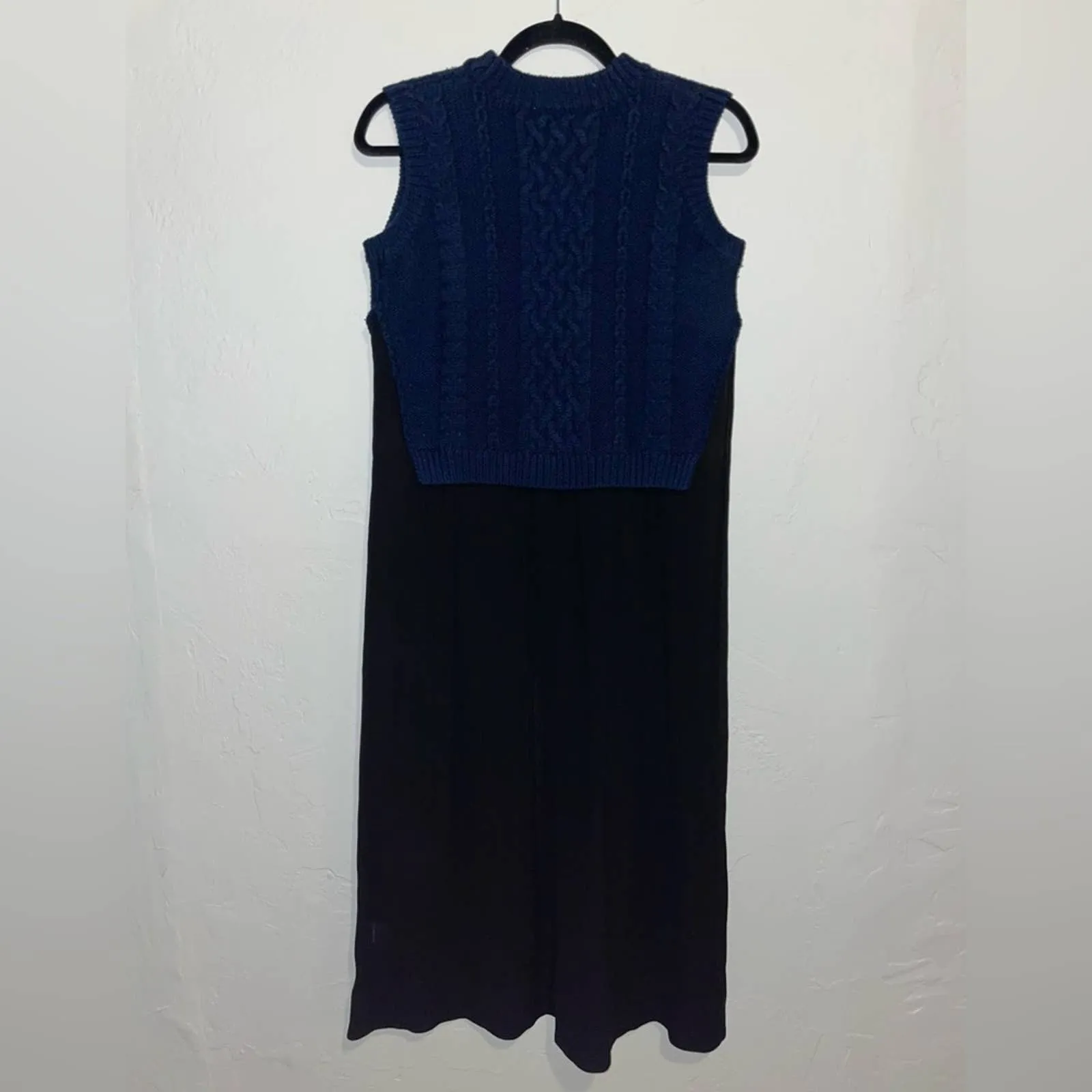 Sea New York Layered Sweater Vest Flowy Wool Silk Midi Dress (XS)