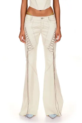 Sesame Low-rise Wide Leg Lace Up Pants