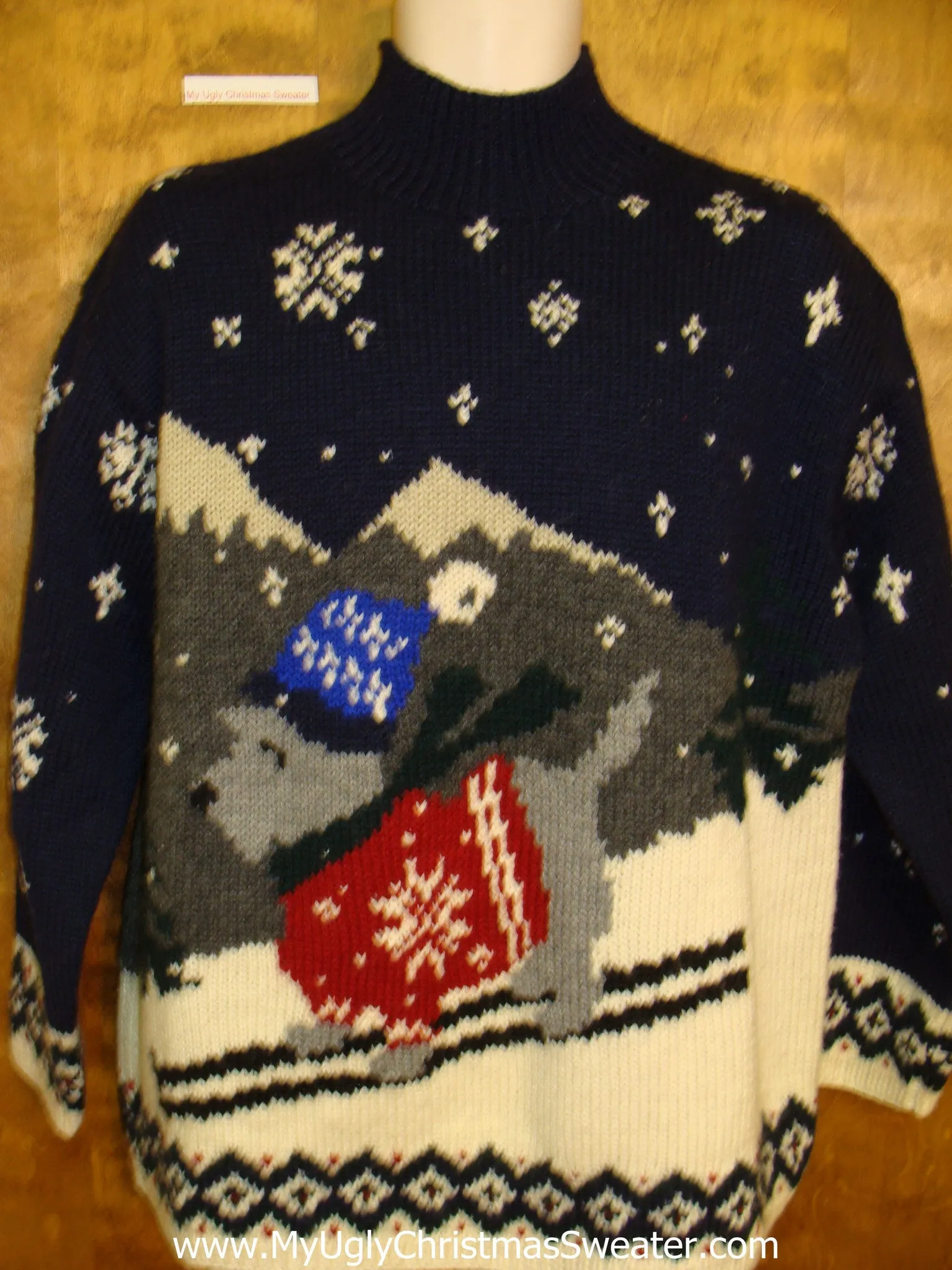 Skiing Dog Ralph Lauren Mens Ugly Christmas Sweater