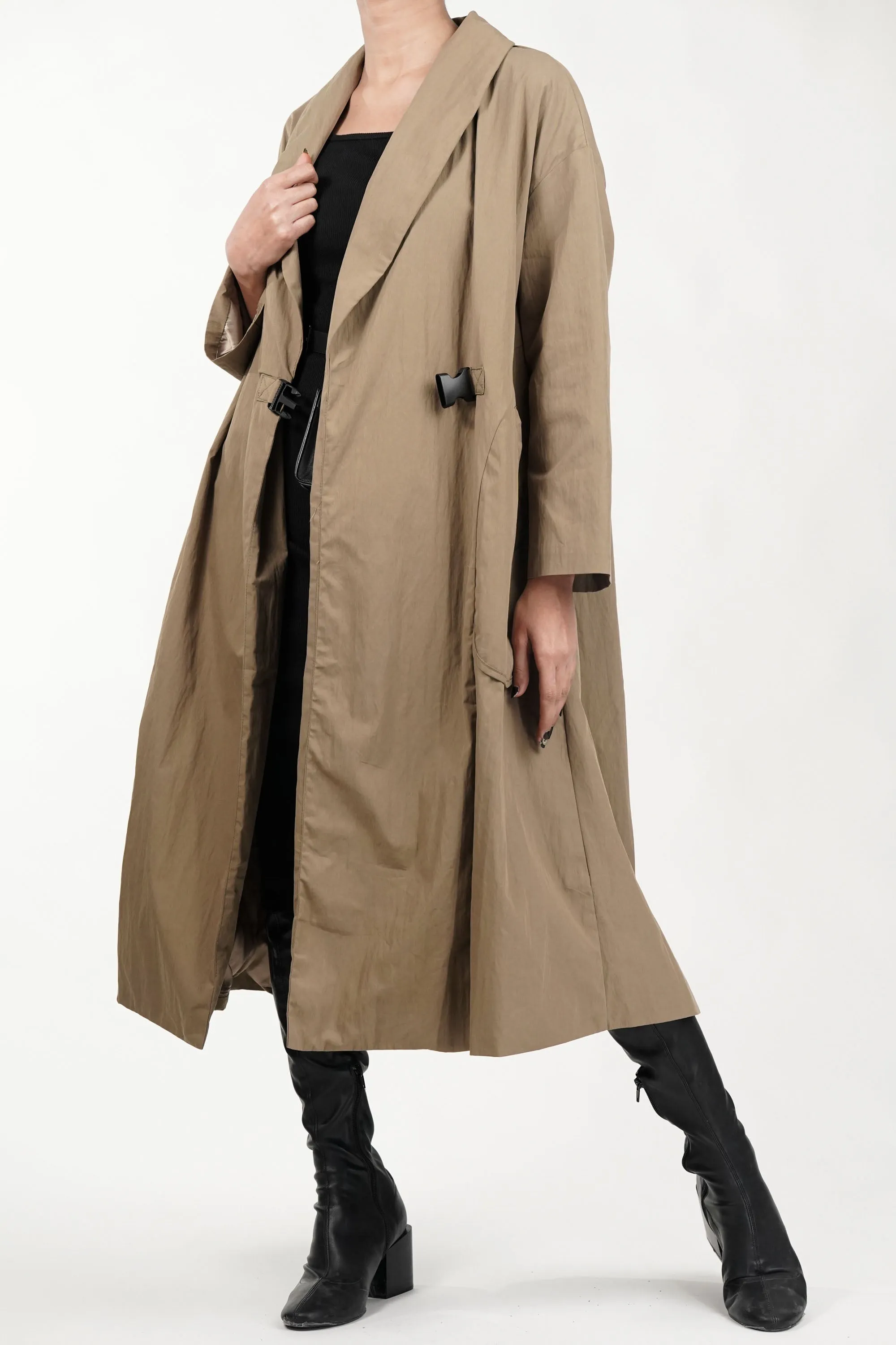 Snap Buckle Panelled Trench Coat