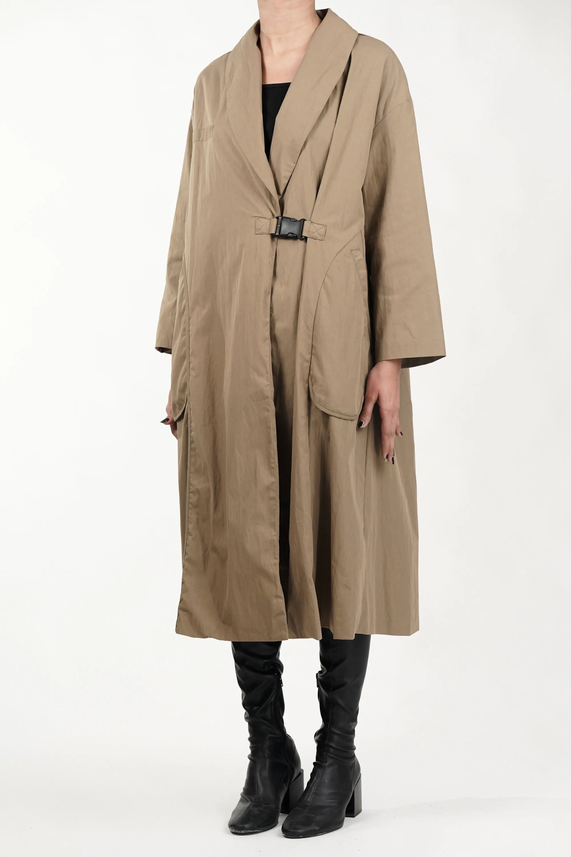 Snap Buckle Panelled Trench Coat