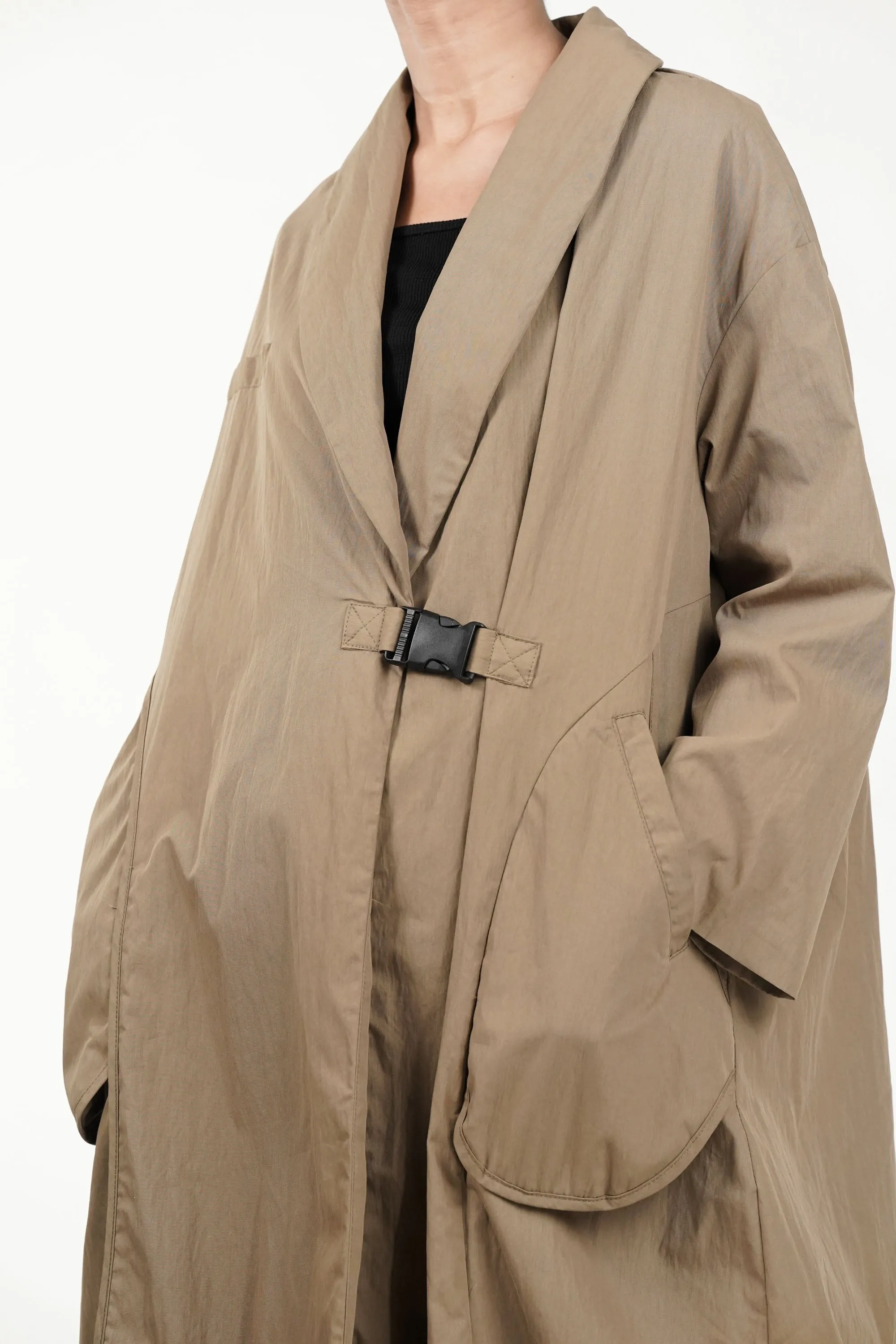 Snap Buckle Panelled Trench Coat