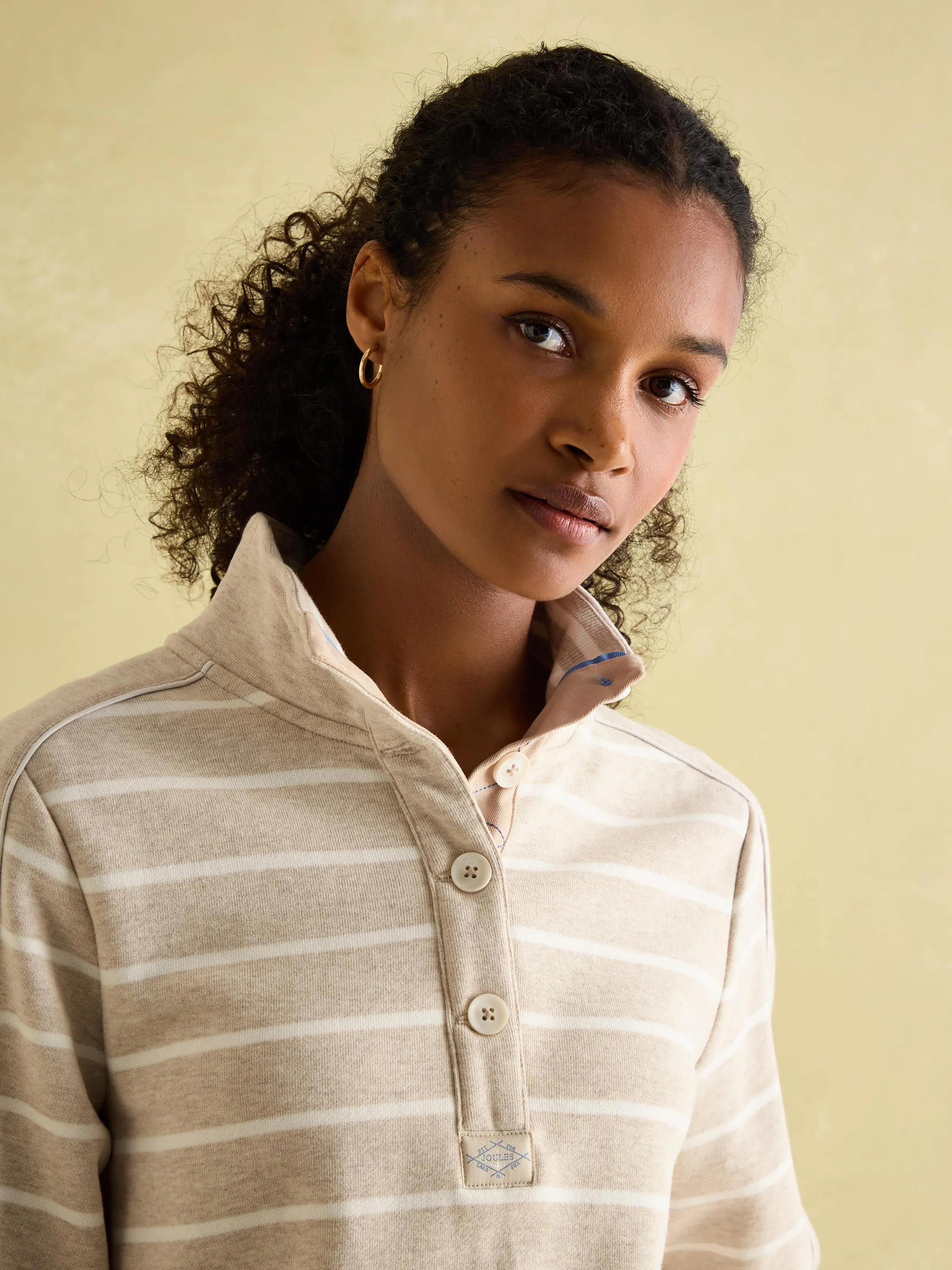 Southwold Oatmarl Button Down Striped Sweatshirt