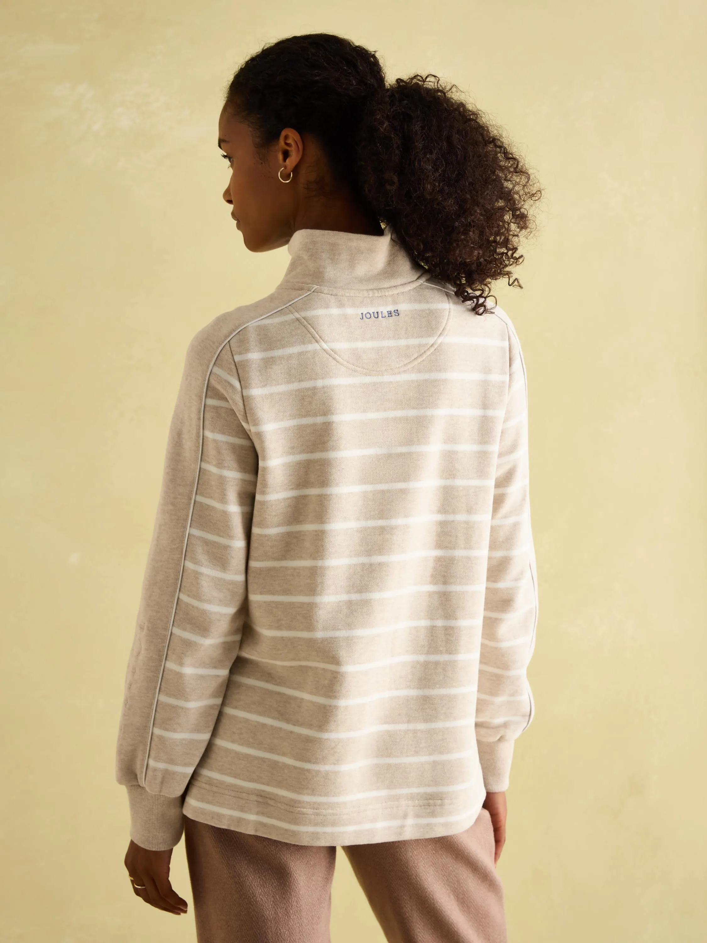 Southwold Oatmarl Button Down Striped Sweatshirt