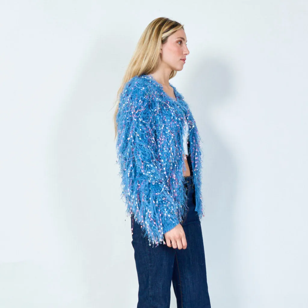 Sparkling shaggy cardigan wholesale