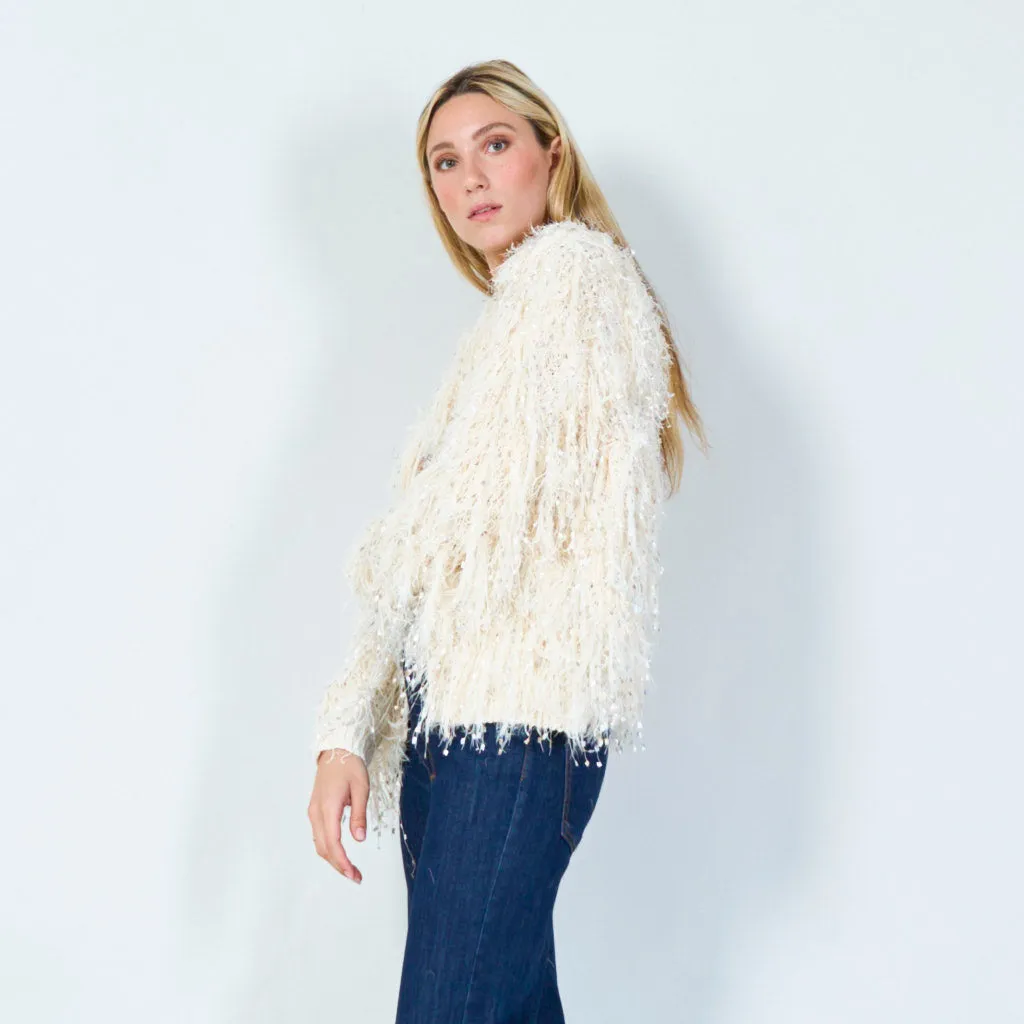 Sparkling shaggy cardigan wholesale