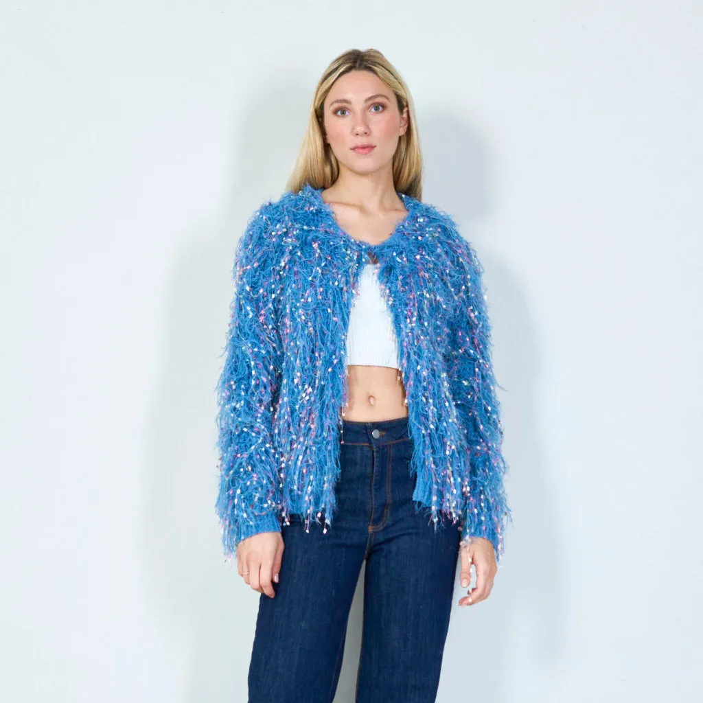 Sparkling shaggy cardigan wholesale