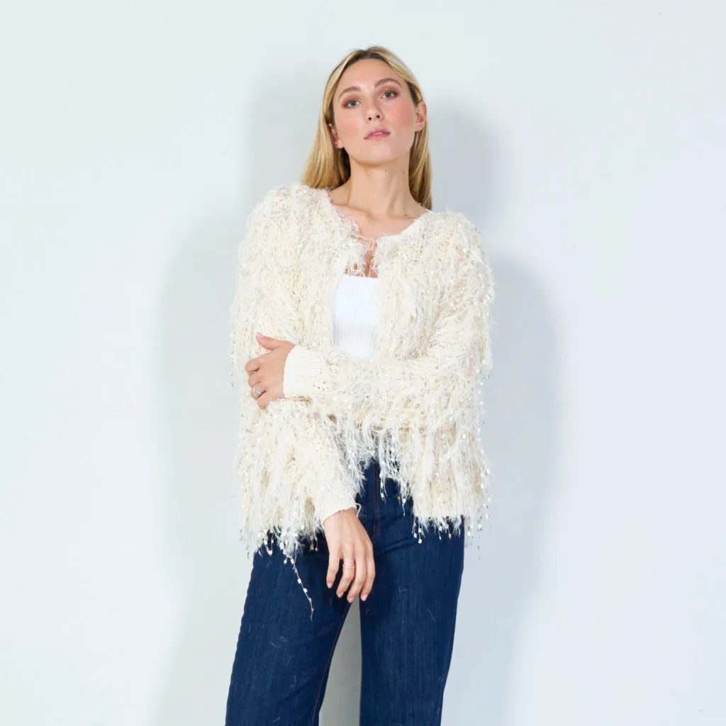 Sparkling shaggy cardigan wholesale