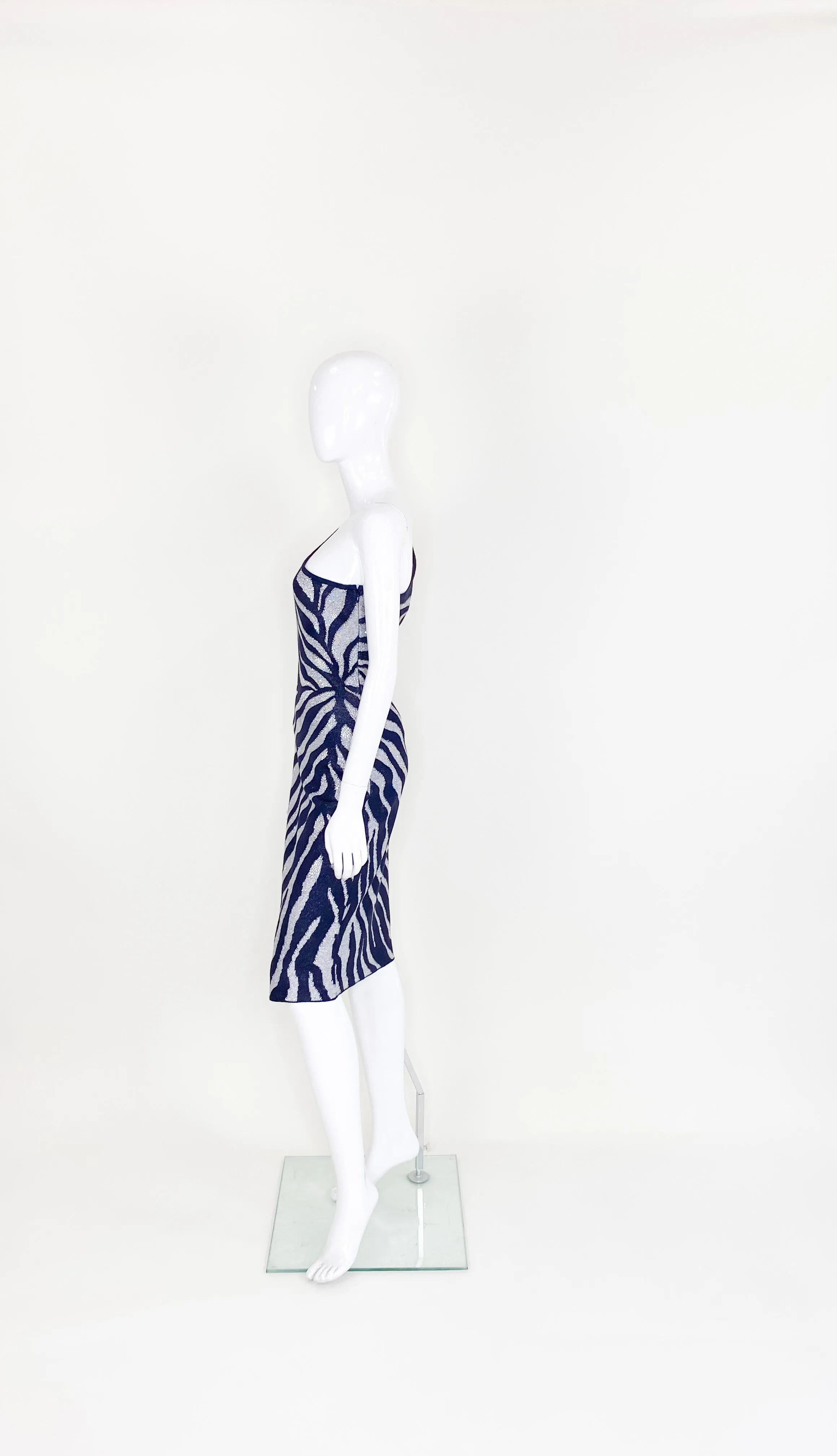 St John One shoulder Zebra Print Dress