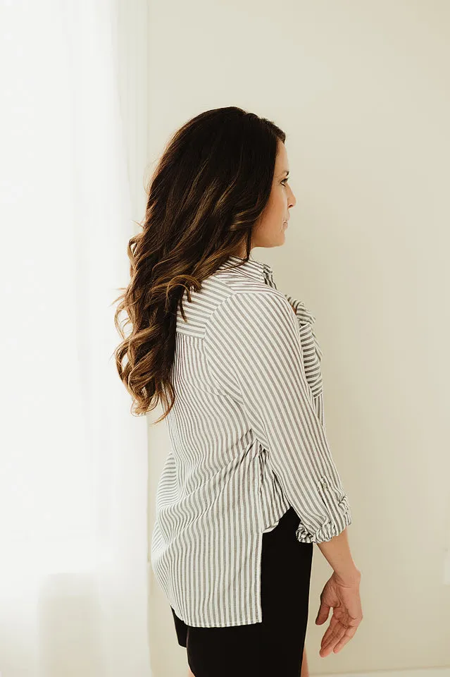 Striped Button Down Blouse