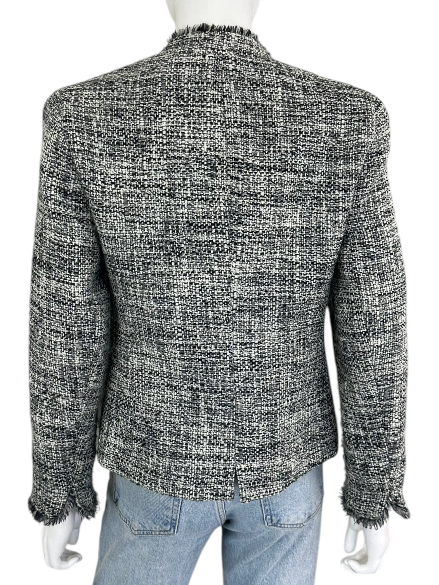 Talbots WOOL BLEND Black and White Tweed Blazer Size 6