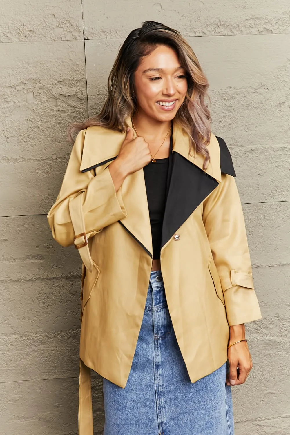 Tie Waist Short Trench Coat