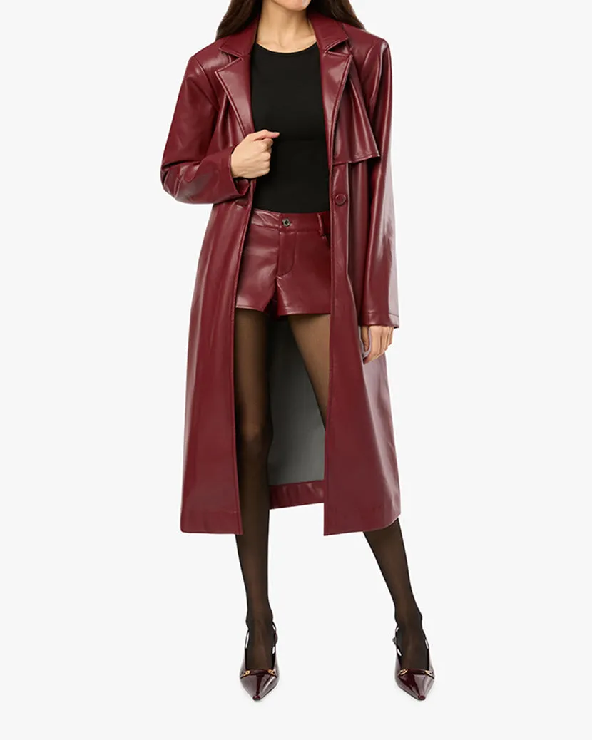 Vegan Leather Trench Coat