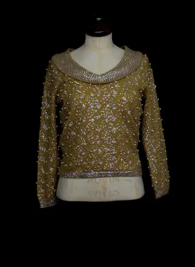 Vintage 1960s Mustard Yellow Sequinned Sweater