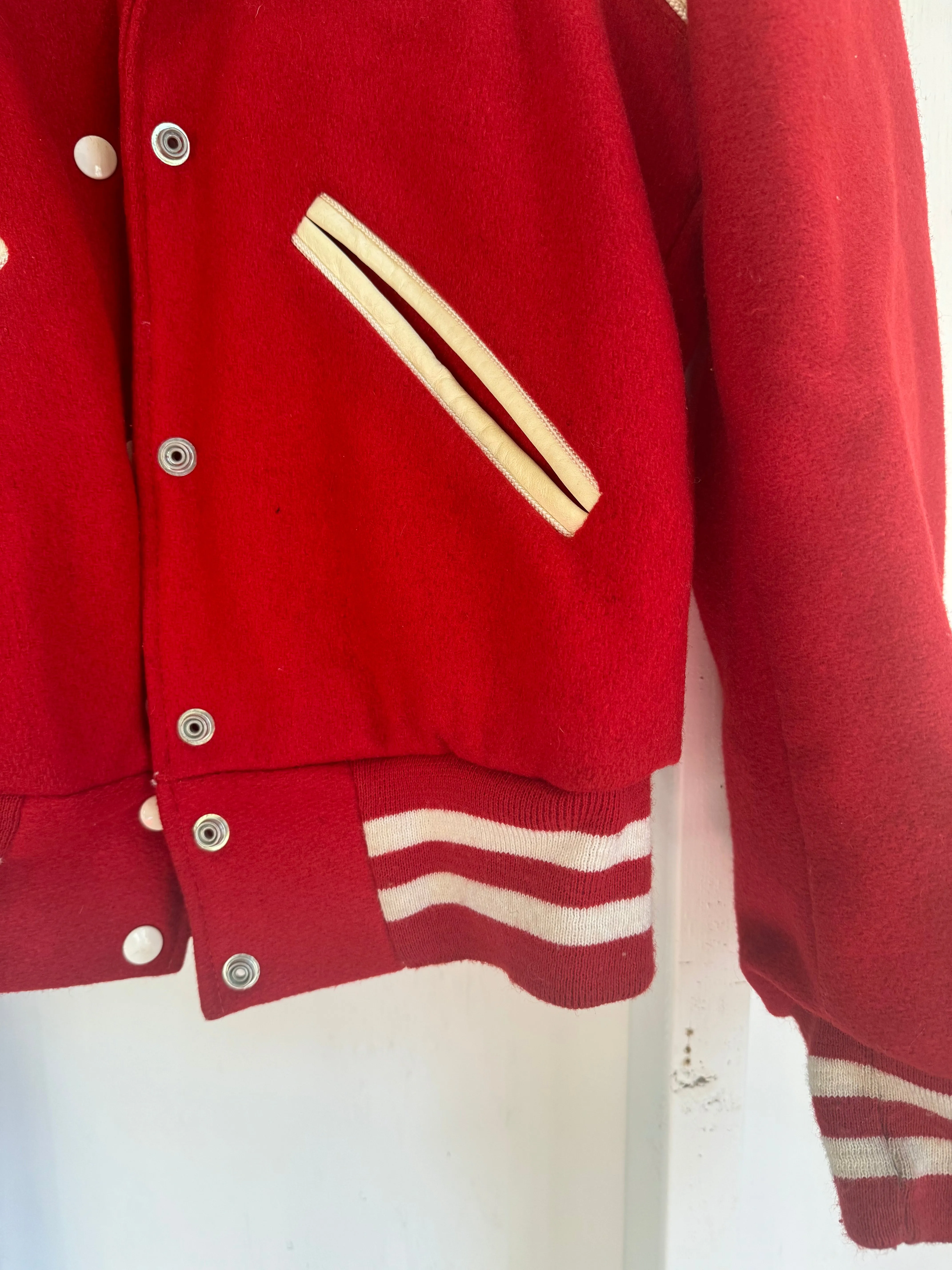 Vintage 1960s Red Letterman Jacket