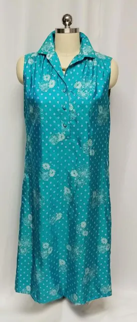 *VINTAGE 1970s MELISSA MADE IN THAILAND SILK DRESS IN A GORGEOUS SHADE OF TURQUOISE