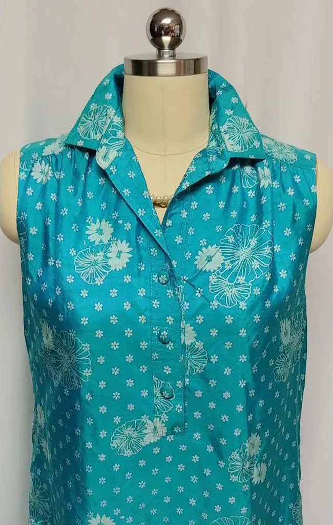 *VINTAGE 1970s MELISSA MADE IN THAILAND SILK DRESS IN A GORGEOUS SHADE OF TURQUOISE